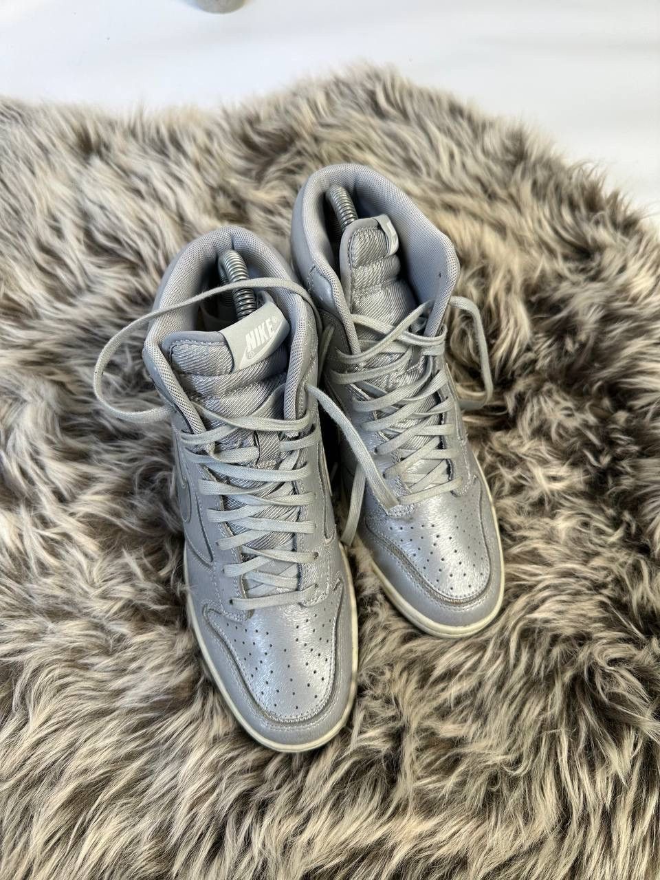 Nike 🔥Nike Dunk Sky Hi Cut Out Silver Sneakers Size US 8.5 / IT 38.5 - 5 Thumbnail