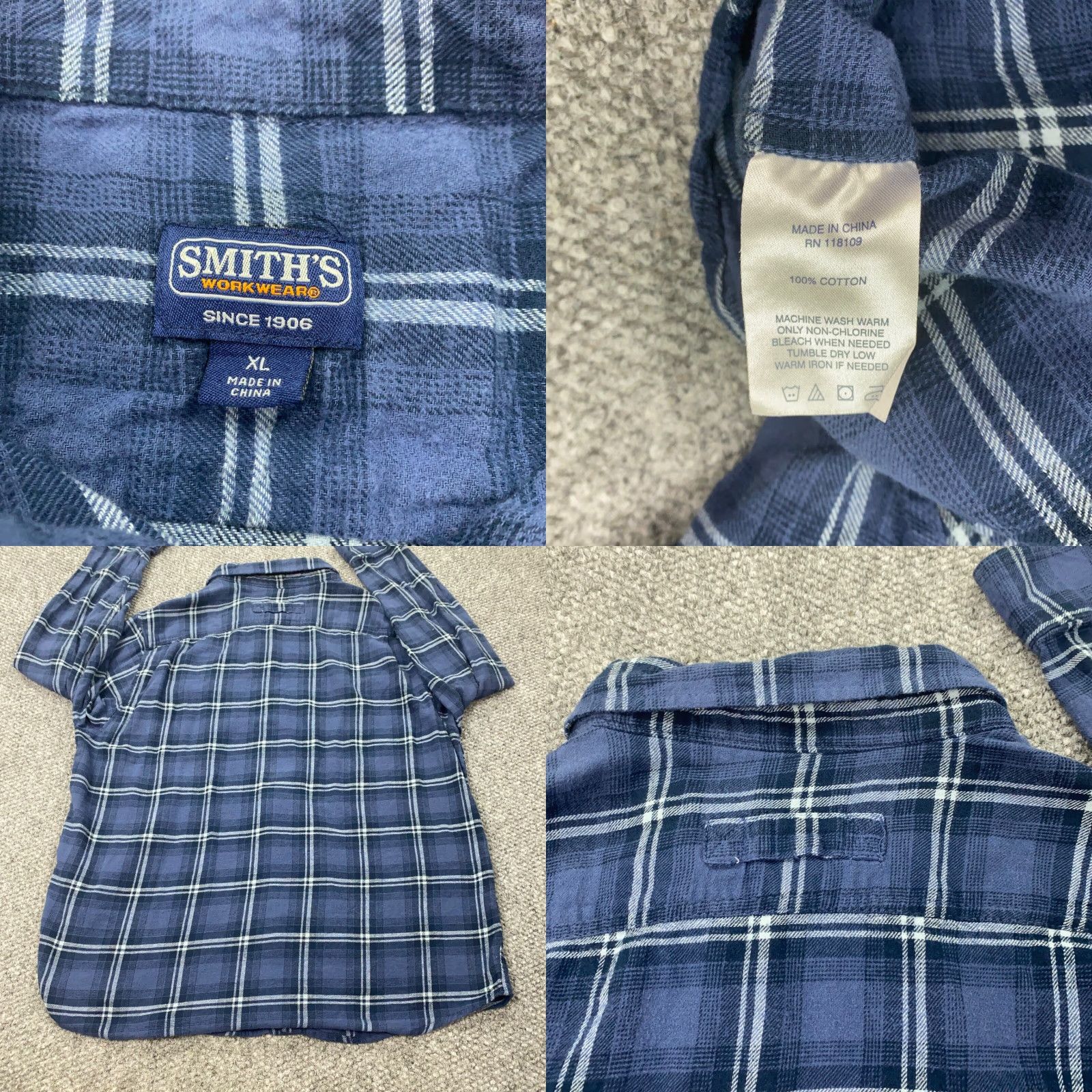 Vintage VINTAGE Smiths Workwear Shirt Mens XL Blue Plaid Flannel Button-Down Long Sleeve Cotton Casual Workwear 90s Mens Size US XL / EU 56 / 4 - 8 Thumbnail