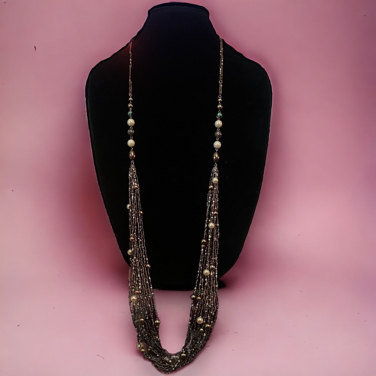 Other Long gathered multi strand bead necklace Size ONE SIZE - 1 Thumbnail