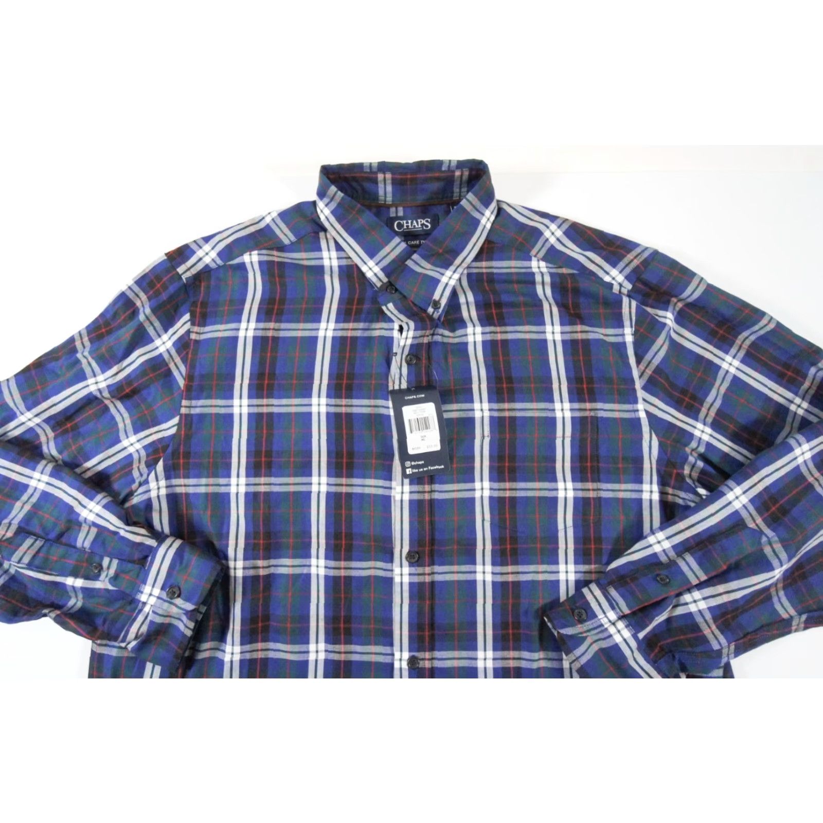 Chaps Chaps Shirt Mens XL Blue Button-Up Long Sleeve Twill Easy Care Work Business NEW - Regular Fit, Button-Front, Collared, Plaid Pattern Size US XL / EU 56 / 4 - 2 Thumbnail