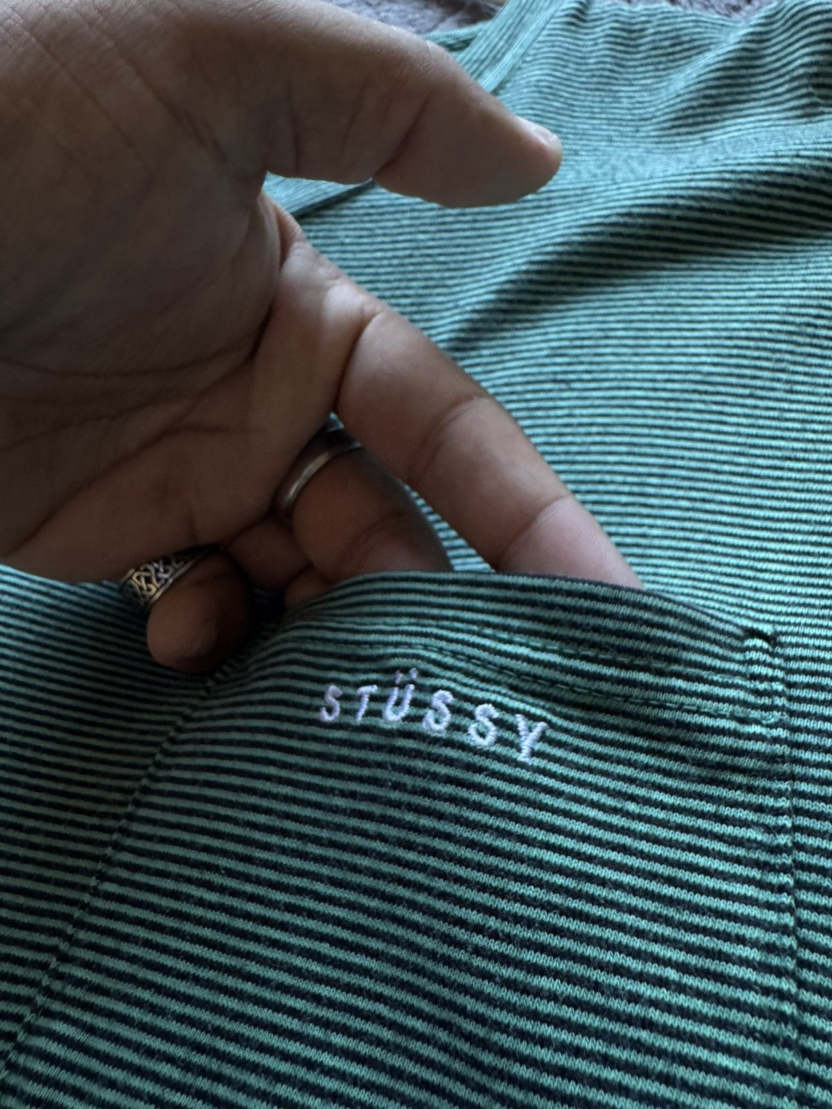 Stussy Stussy Striped Embroidered Tee Size US XL / EU 56 / 4 - 2 Thumbnail