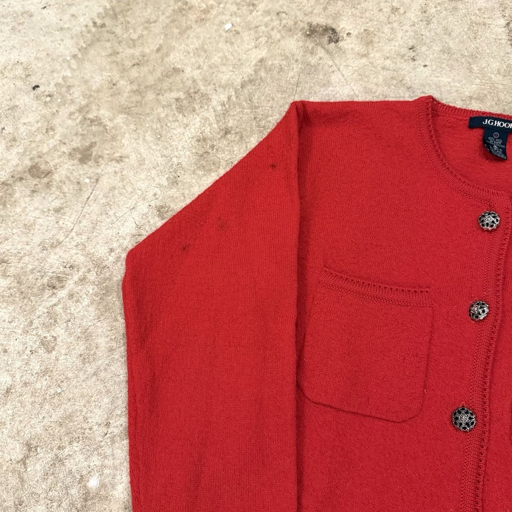 Vintage VINTAGE J.G. Hook Sweater Cardigan Red Womens Small Wool Button Up Knit, Round Neck, Regular Fit, All Seasons, Pockets, Preppy, HK VTG Size S / US 4 / IT 40 - 5 Thumbnail