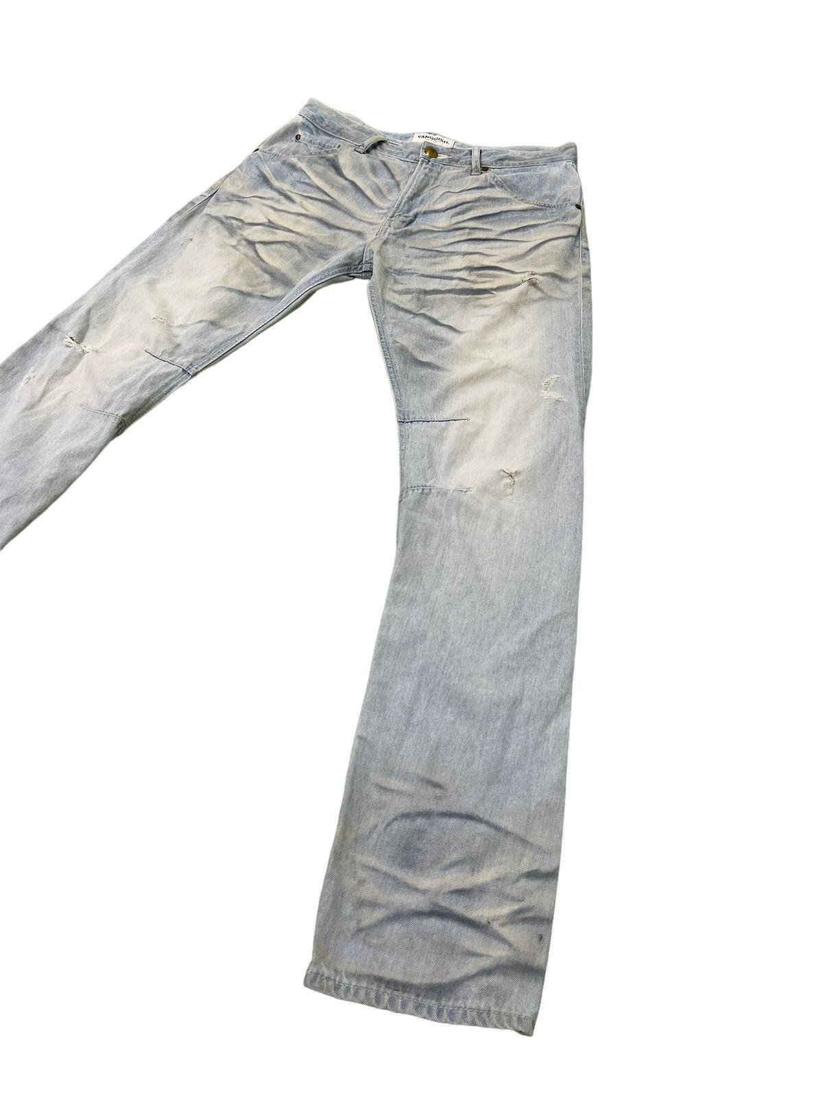 Japanese Brand Slim Jeans Vanquish Japan Distress Acid Wash 6🟦9 Size US 35 - 3 Thumbnail