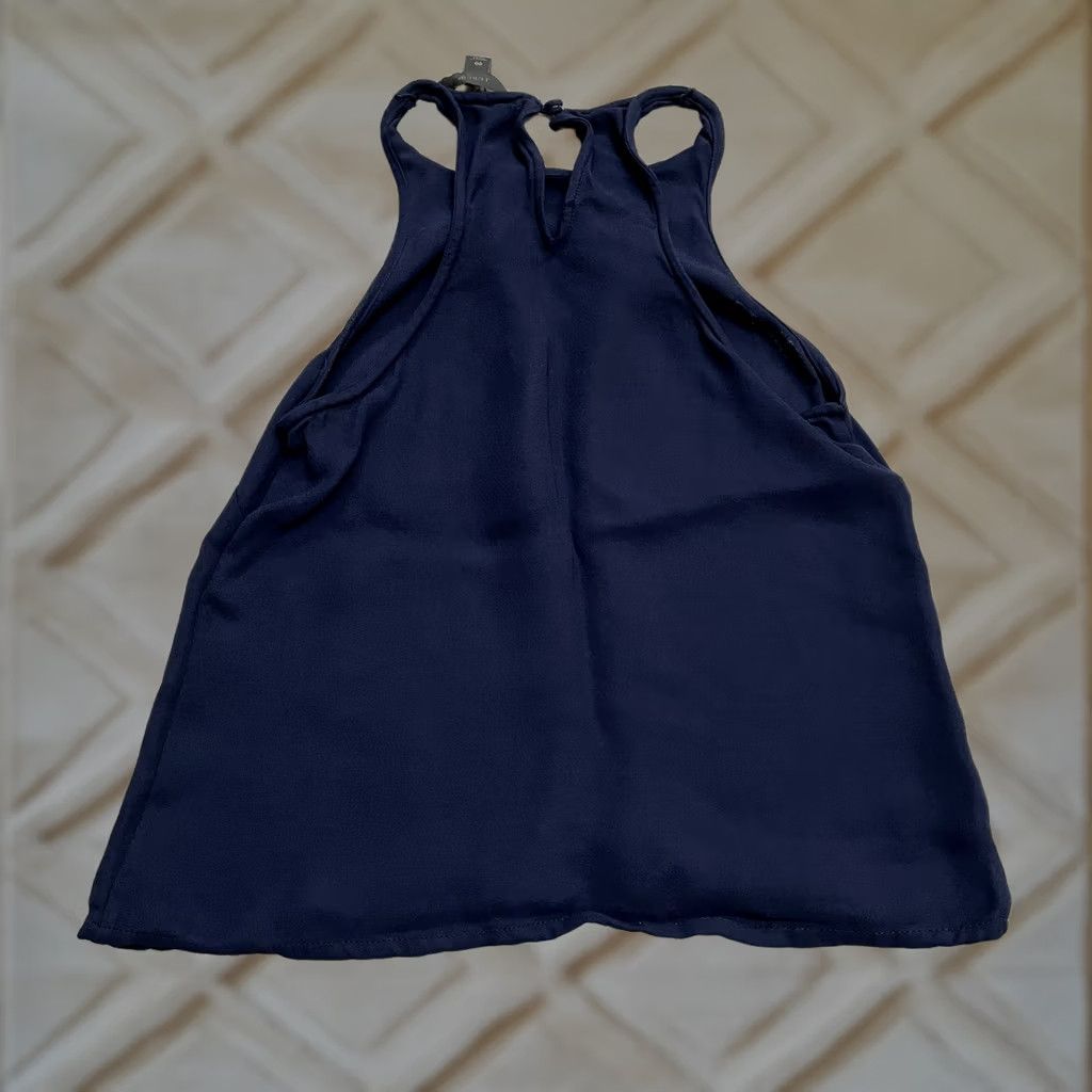 J.Crew J.CREW Halter Tank Top Womens 00 Navy Blue Sleeveless Viscose Casual Size XXS / US 00 / IT 34 - 1 Thumbnail
