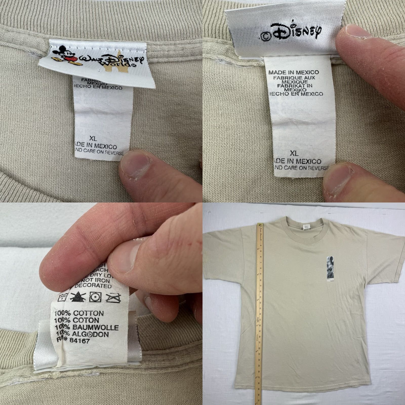 Disney VINTAGE Mickey Mouse T-Shirt Adult XL Tan Disney World Cartoon 90s Y2K Graphic Mens Size US XL / EU 56 / 4 - 8 Thumbnail