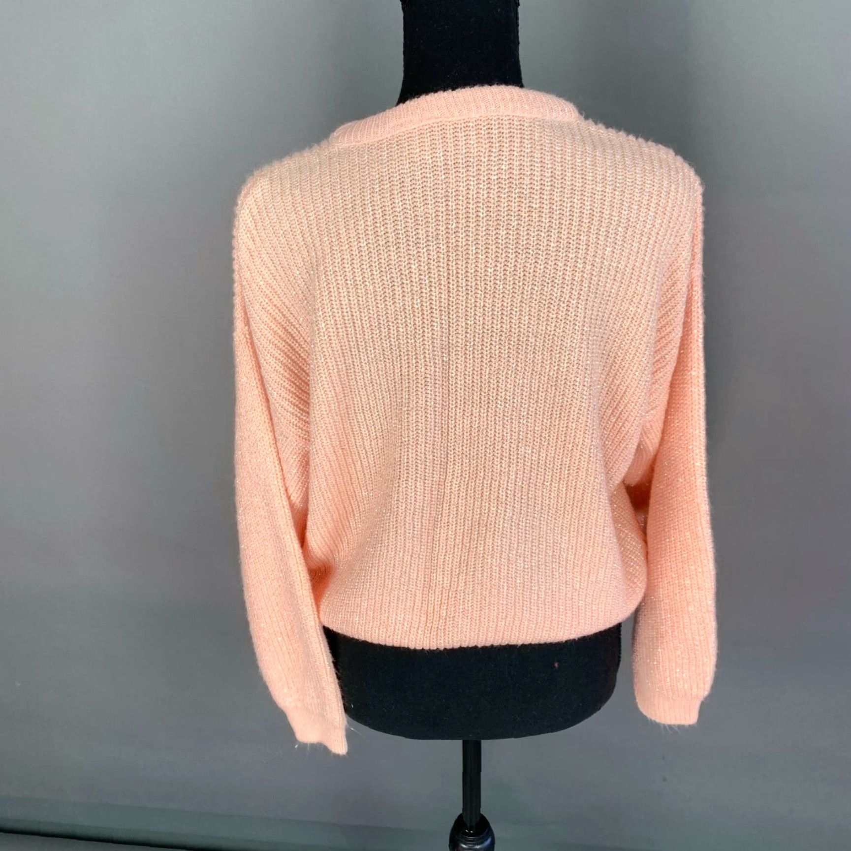 Pinko VINTAGE Spring Seasons Peach Pink Silver Metallic Long Sleeve Sweater Size Small Regular S/M Womens Size S / US 4 / IT 40 - 5 Thumbnail