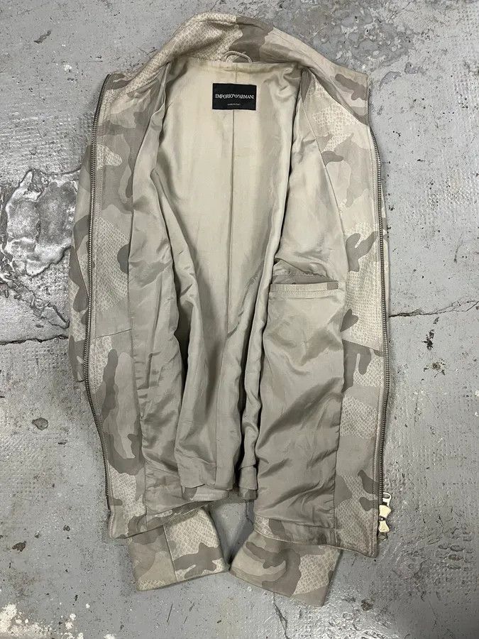 Emporio Armani × Vintage SS2011 Emporio Armani Grey Camo Leather Jacket Size US M / EU 48-50 / 2 - 7 Thumbnail
