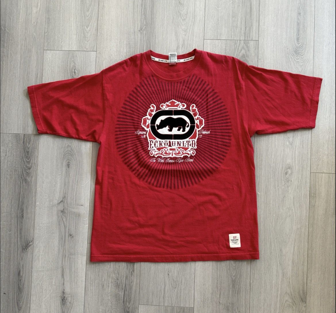 Ecko Unltd. Ecko Untld. Baggy Red Rhino Skater Graphic Tee Size US XXL / EU 58 / 5 - 1 Thumbnail