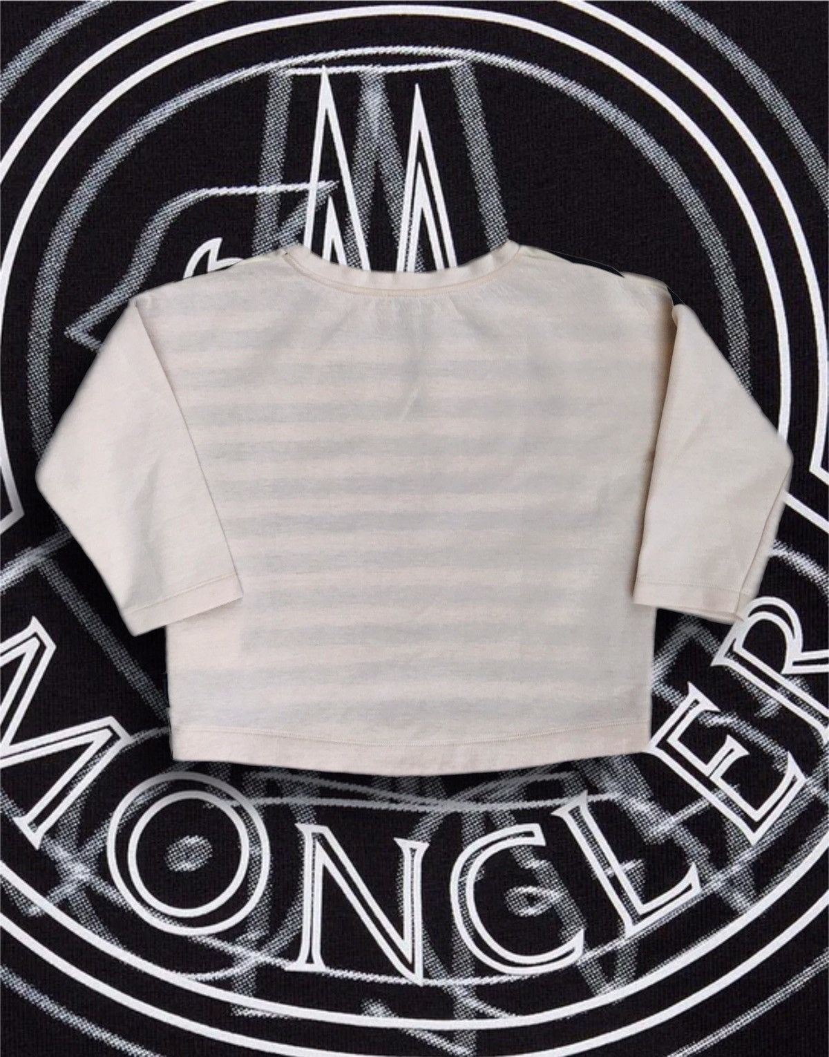 Moncler Moncler Maglia Girocollo T-Shirt Striped T-shirt Beige Silk Size S / US 4 / IT 40 - 4 Thumbnail