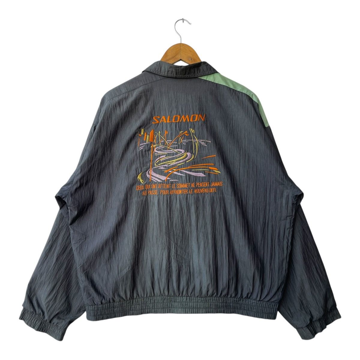 Salomon Vintage 90s Salomon Crinkled Nylon Windbreaker Jacket Size US L / EU 52-54 / 3 - 3 Thumbnail