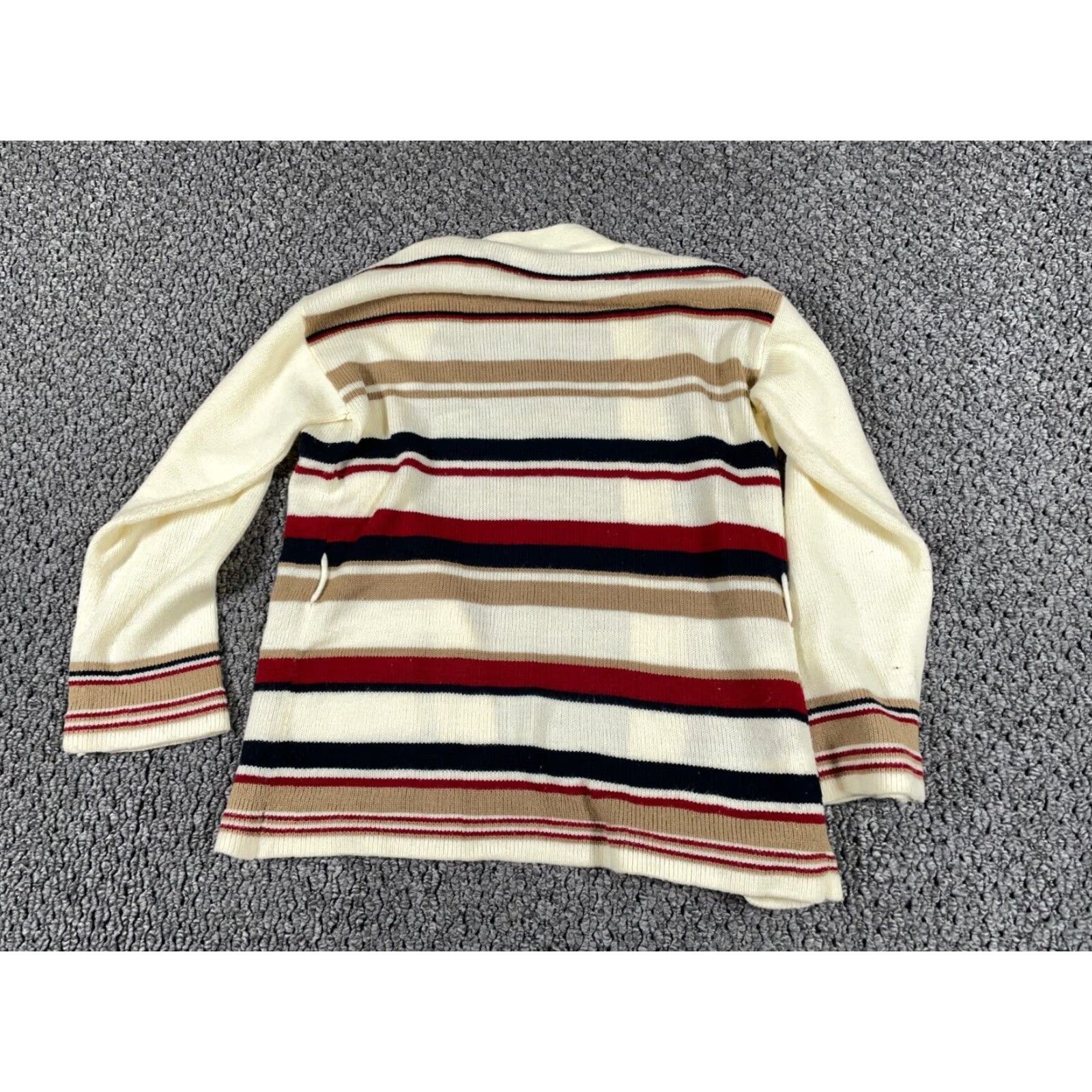 Vintage VINTAGE Boho Cardigan Womens Large Ivory Striped Lightweight Open-Front 80s Retro Sweater Womens Size L / US 10 / IT 46 - 2 Thumbnail
