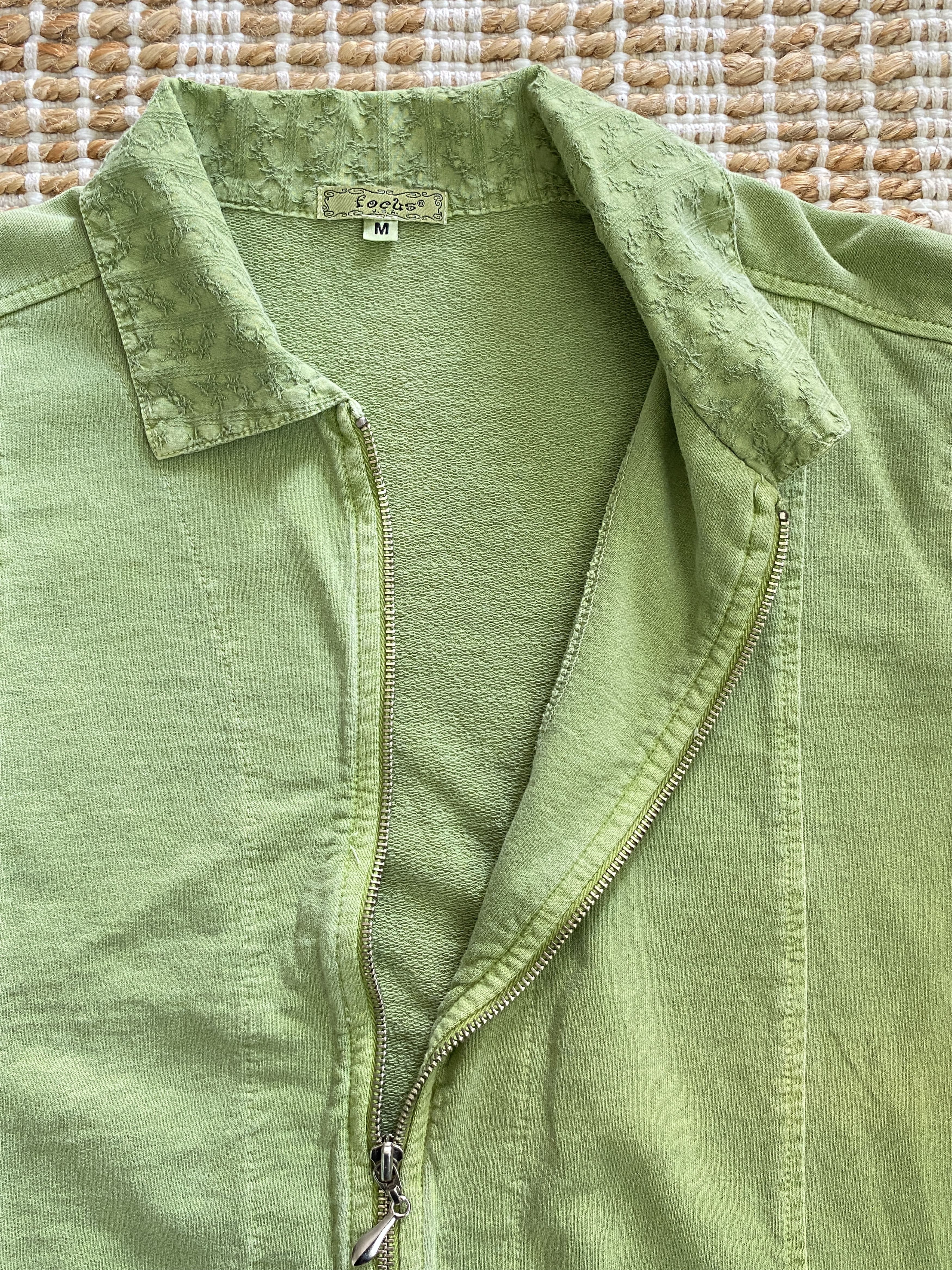Other Vintage Focus Embroidered Zip-Up Jacket – Light Green Size M / US 6-8 / IT 42-44 - 4 Thumbnail