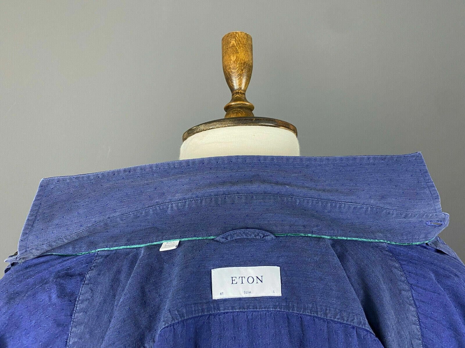 Eton Men ETON Slim Fit Blue Long Sleeve Button Up Shirt Size 41 Size US M / EU 48-50 / 2 - 9 Thumbnail