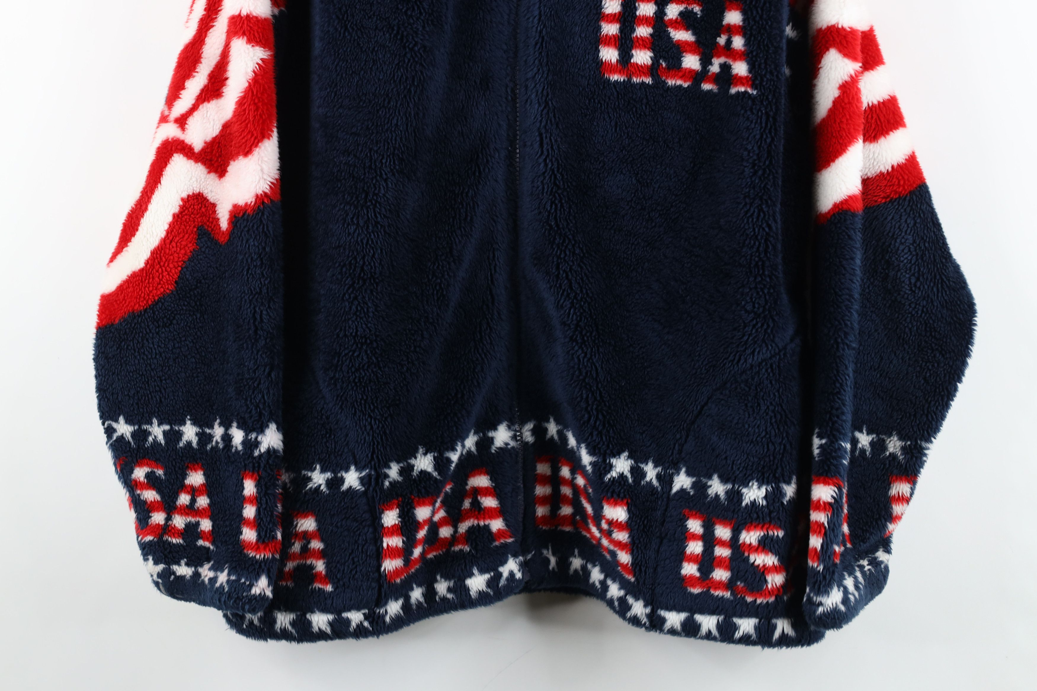 Vintage Vintage 90s Streetwear Flag All Over Print Fleece Jacket USA Size US M / EU 48-50 / 2 - 3 Thumbnail