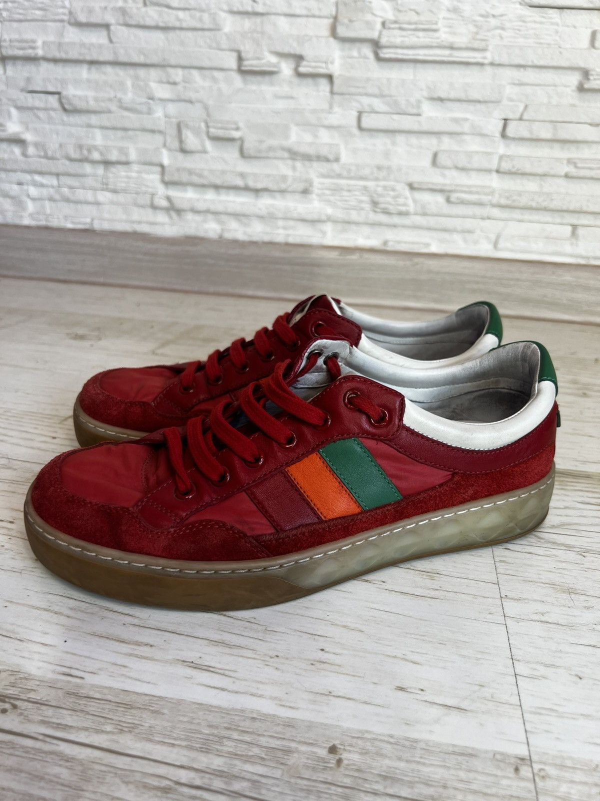 Gucci Gucci Red Suede Nylon Sneakers 494761 Size 38.5 / US 8.5 Size US 8.5 / IT 38.5 - 2 Thumbnail