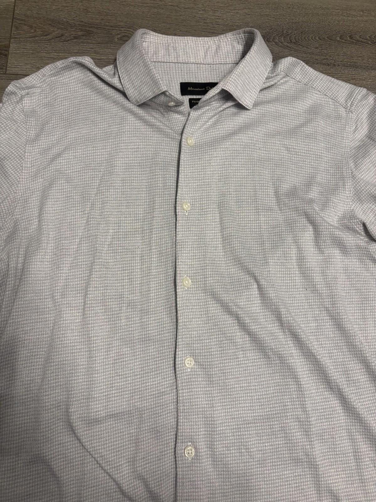 Massimo Dutti MASSIMO DUTTI Mens Shirt XL Gray Houndstooth Cotton Size US XL / EU 56 / 4 - 3 Thumbnail