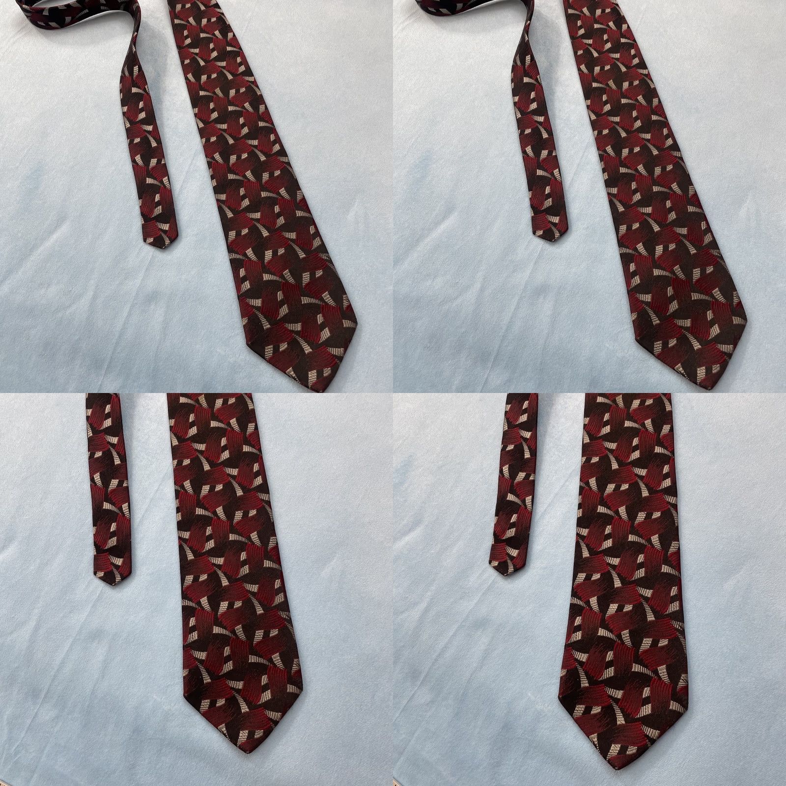 Vintage VINTAGE Carlo Palazzi Tie 100% Italian Silk Black Red Geometric Valentine Mens One Size 59" Adjustable Handmade Size ONE SIZE - 9 Thumbnail