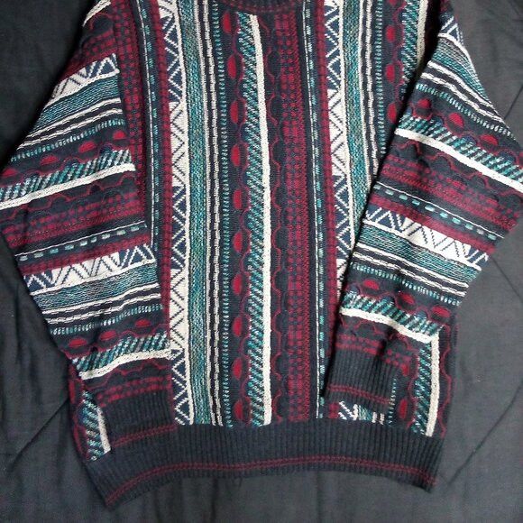 Vintage Vintage Alfani 3D Cable Knit Sweater Biggie Coogi Style Size US L / EU 52-54 / 3 - 3 Thumbnail