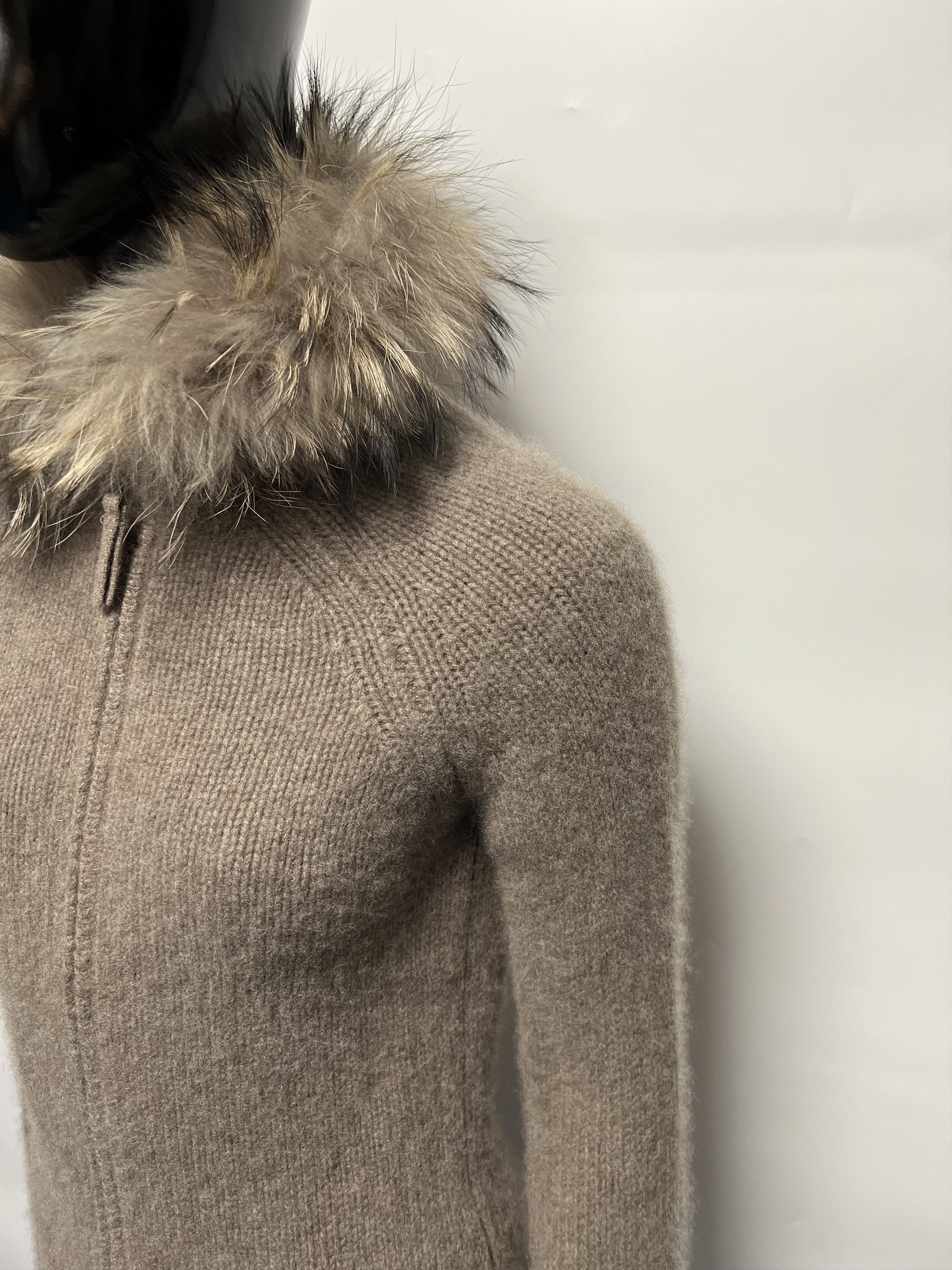 Other 100% Cashmere Women’s Knit Full Zip Sweater Real Fur Trim Size S / US 4 / IT 40 - 6 Thumbnail