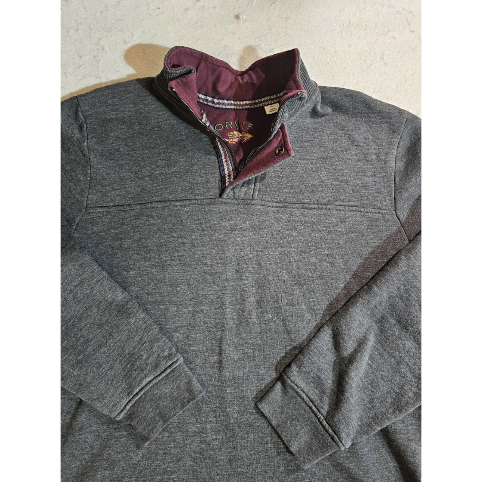 Orvis Orvis Shirt Pullover 1/4 Zip Long Sleeve Mock Neck Men XL Gray Size US XL / EU 56 / 4 - 2 Thumbnail