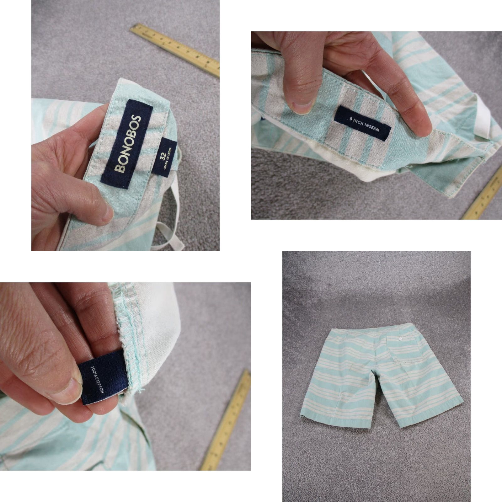 Bonobos Bonobos Mens Shorts 9" Chino Cotton Blue & Light Gray Stripes 32 Regular Casual Preppy Outdoor Sports Mens Size US 32 / EU 48 - 8 Thumbnail