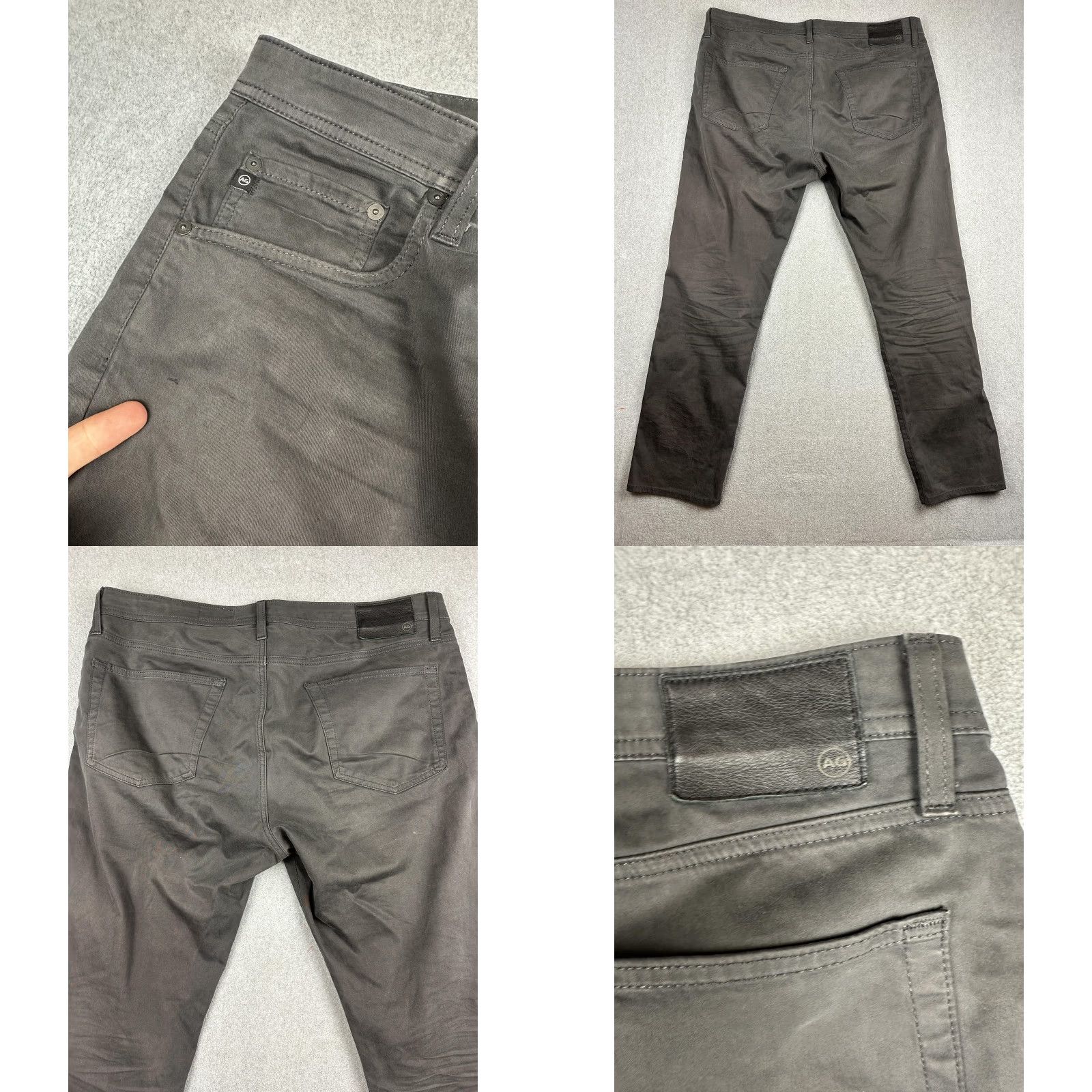 Vintage AG Tellis Jeans Mens 40x31 Slim Modern Charcoal Gray Denim Pants Casual Slim Fit Pocketed Belt Loops Zip Fly Size US 40 / EU 56 - 8 Thumbnail