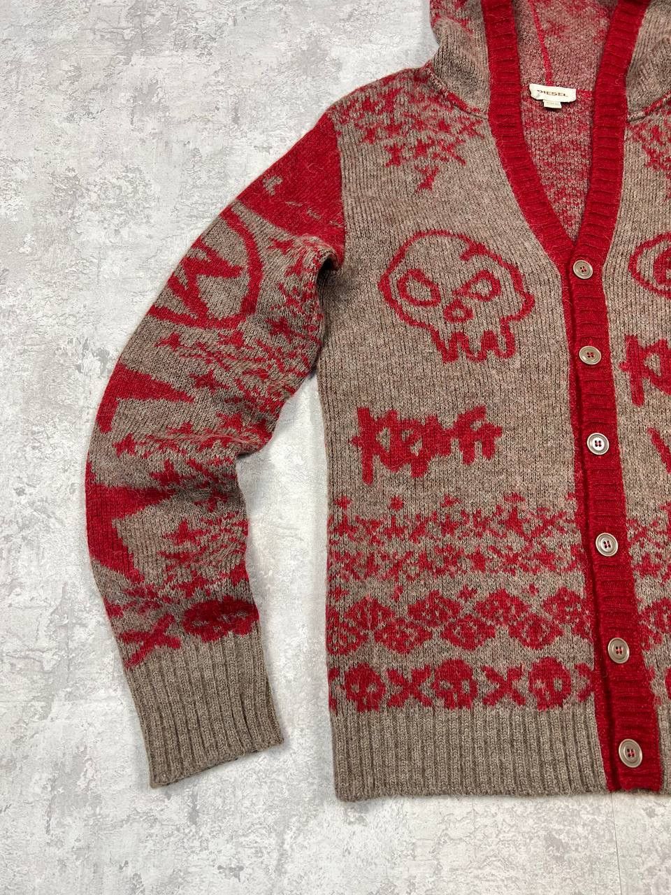 Diesel RARE Diesel Less Wired Knit Button Up Graphic Cardigan Size US XL / EU 56 / 4 - 4 Thumbnail