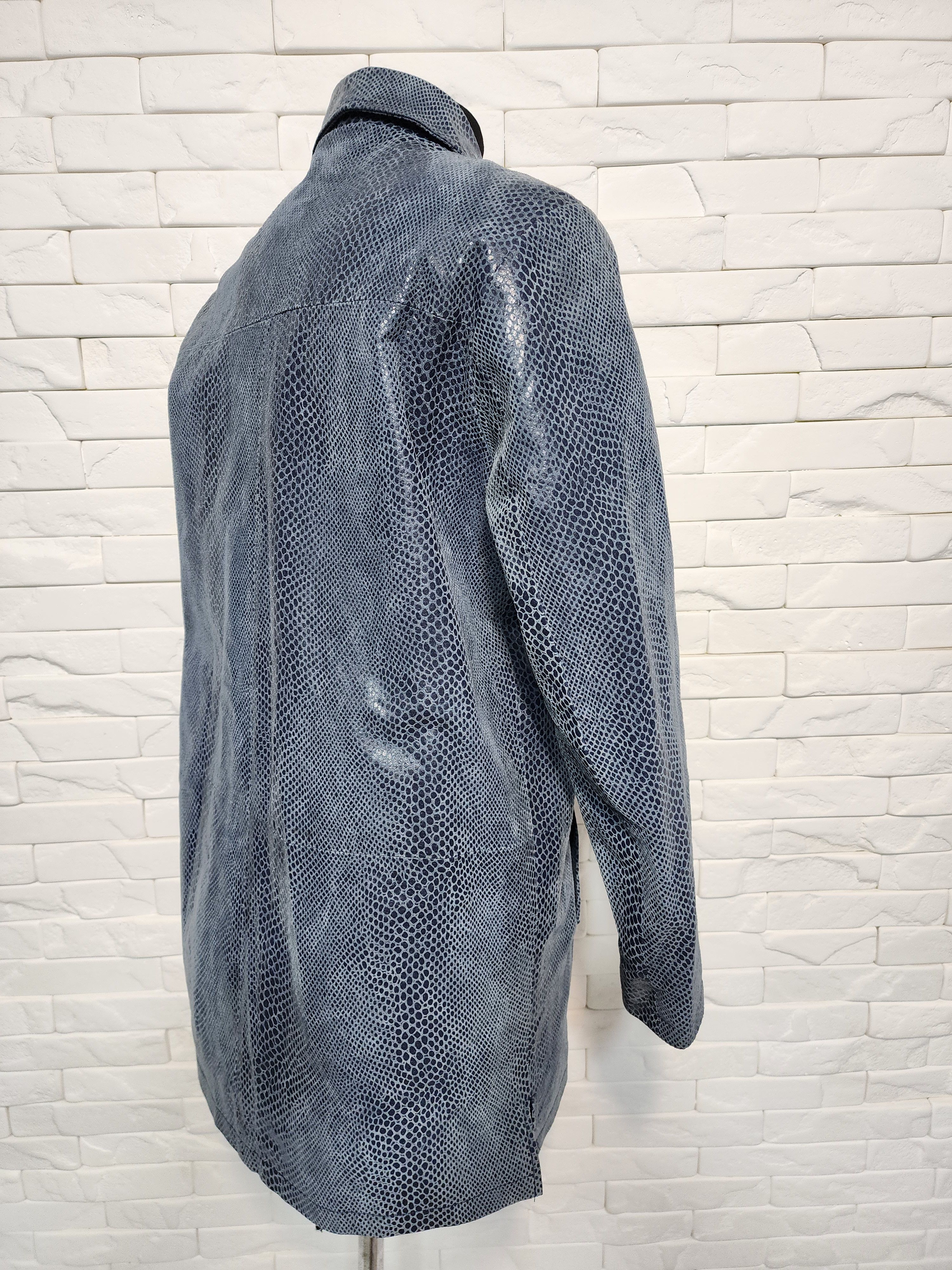 Genuine Leather Women's leather jacket in blue color. Size L / US 10 / IT 46 - 5 Thumbnail