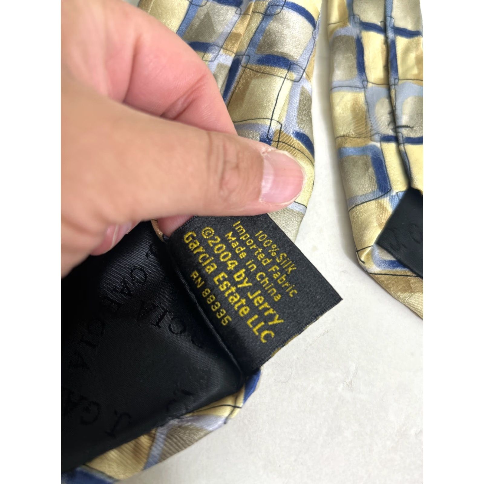 Vintage J. Garcia Thirty Seven Blue Yellow Necktie 58" x 3.5" Tie Mens Size ONE SIZE - 7 Thumbnail