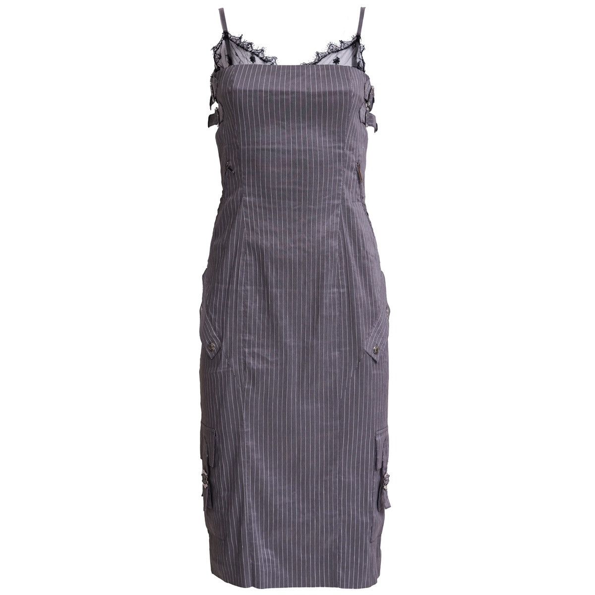 Dior Christian Dior 1998 Pinstripe Lace Mini Dress Size S / US 4 / IT 40 - 1 Thumbnail