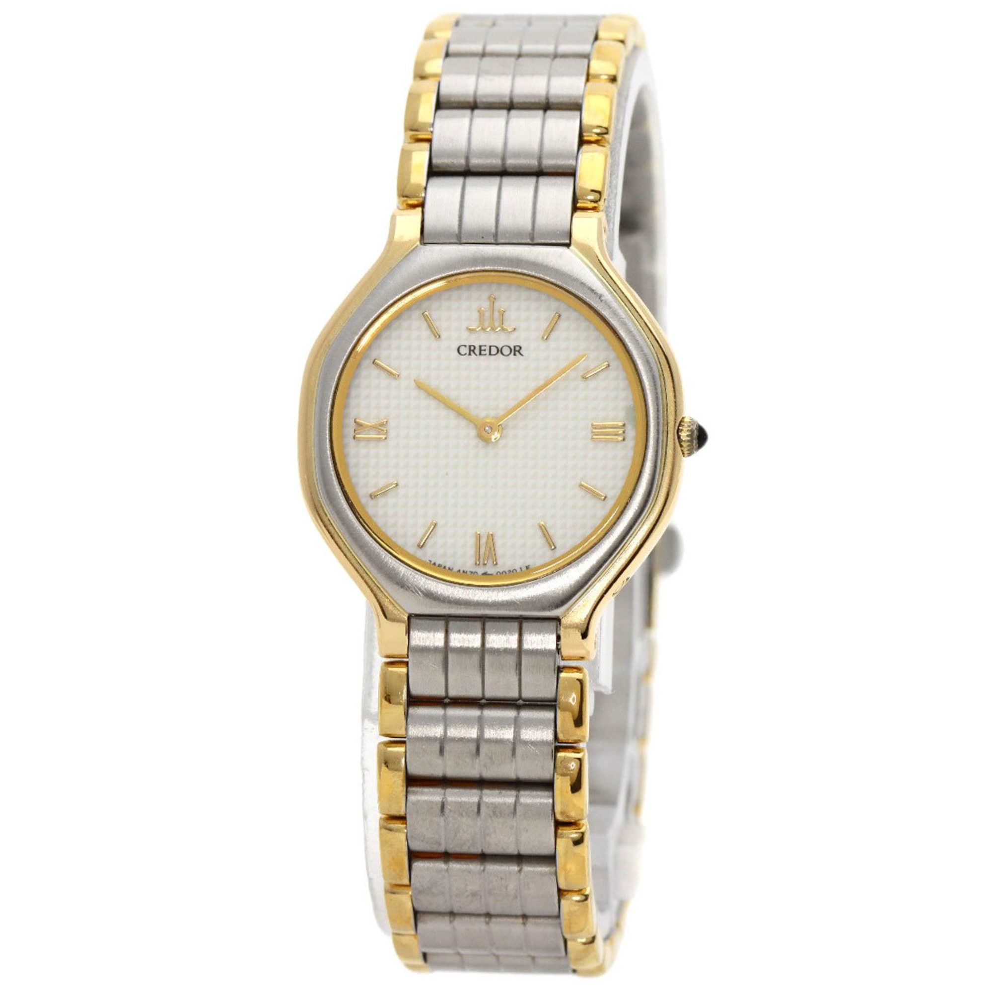 image of Seiko 4N70-0010 Credor Combination Watch, Stainless Steel/ssxk18Yg, Ladies', Seiko in White, Women'