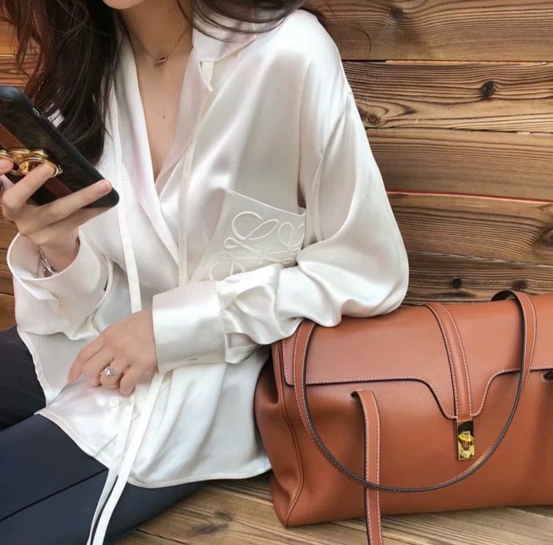 Loewe LOEWE White satin shirt Size XS / US 0-2 / IT 36-38 - 9 Thumbnail