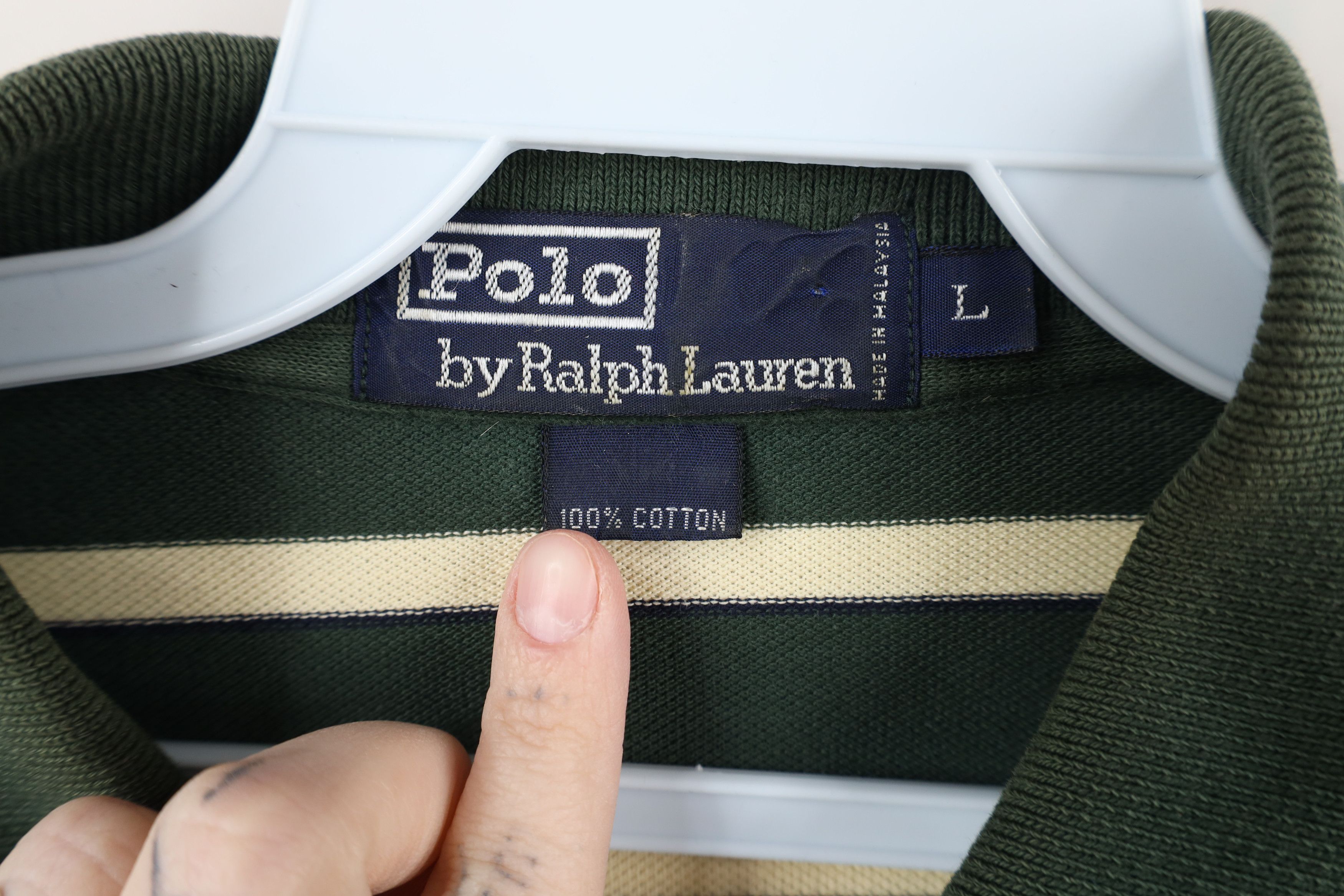 Ralph Lauren × Vintage Vintage 90s Ralph Lauren Striped Long Sleeve Rugby Polo Size US L / EU 52-54 / 3 - 9 Thumbnail