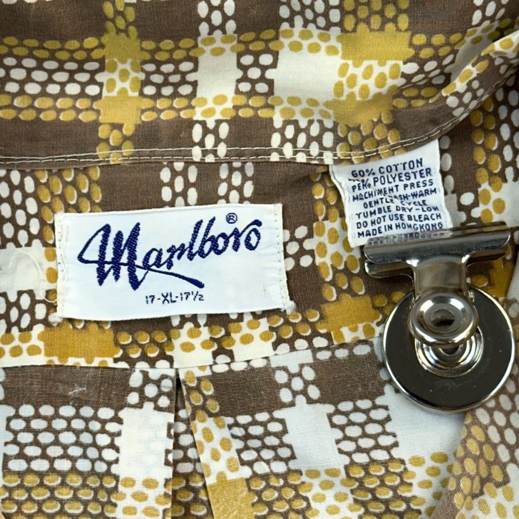 Marlboro VINTAGE Marlboro Shirt Mens XL Yellow Brown Plaid Permanent Press Button Up Size US XL / EU 56 / 4 - 3 Thumbnail