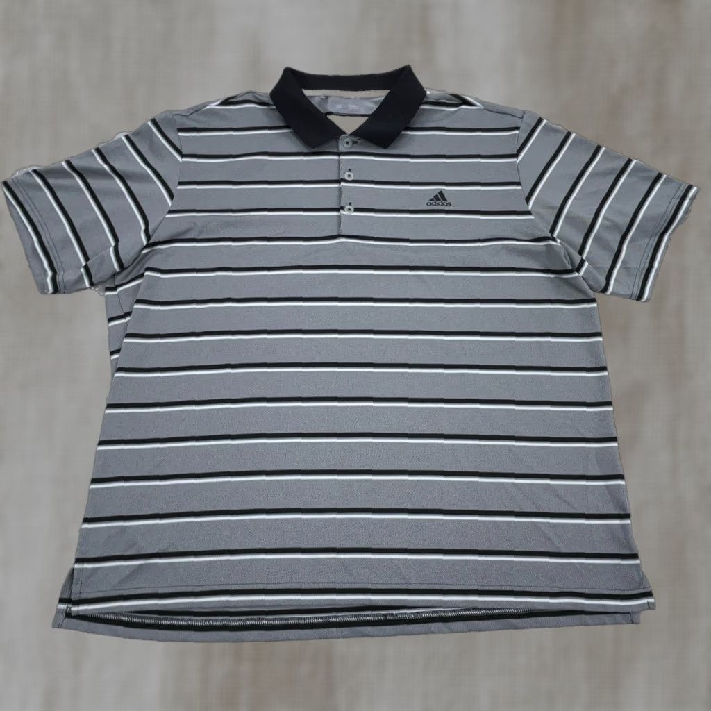 Adidas Adidas Polo Shirt Men XL Gray Striped Golf Performance Tennis Wicking Dry Size US XL / EU 56 / 4 - 1 Thumbnail