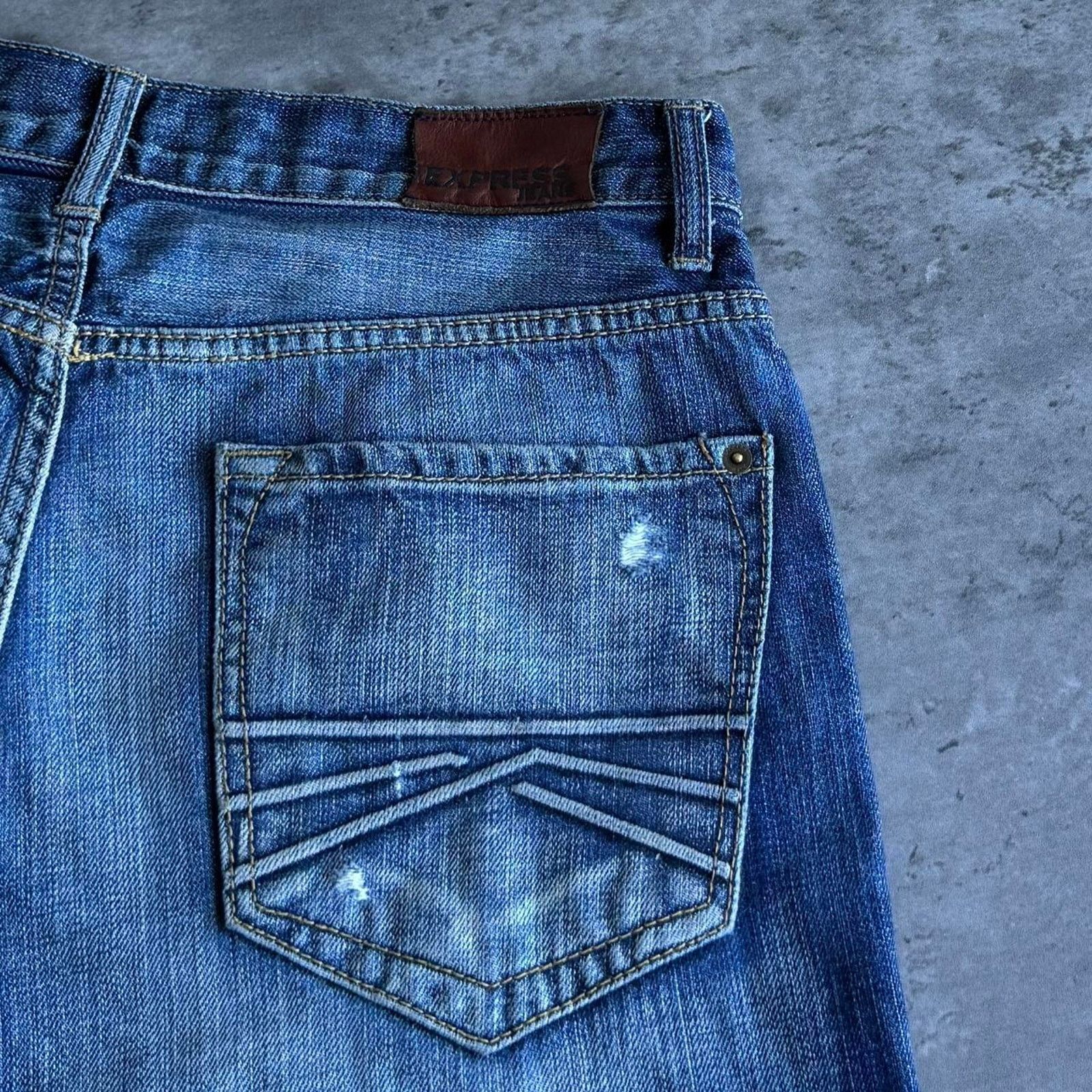 Express × Vintage Vintage Y2K Express Baggy Embroidered Grunge Opium Jeans Size US 34 / EU 50 - 3 Thumbnail