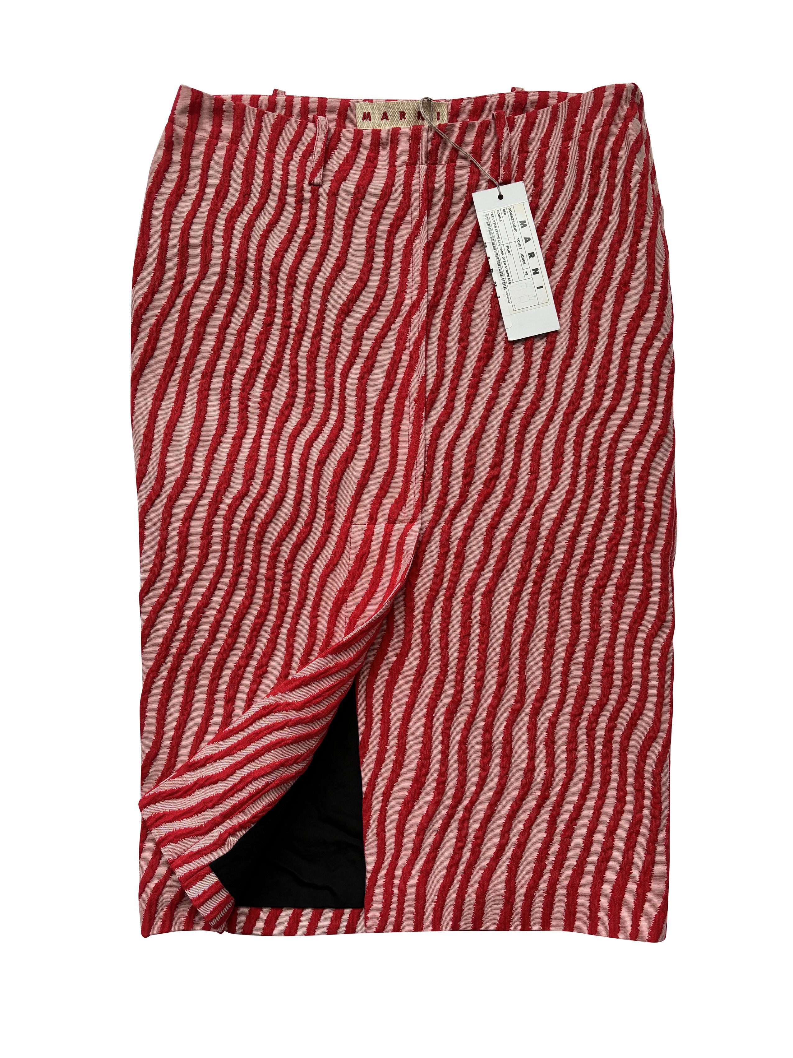 Marni ⚡️QUICK SALE⚡️Marni Red 3D Wavy Striped Front Slitted Skirt Size 28" / US 6 / IT 42 - 2 Thumbnail