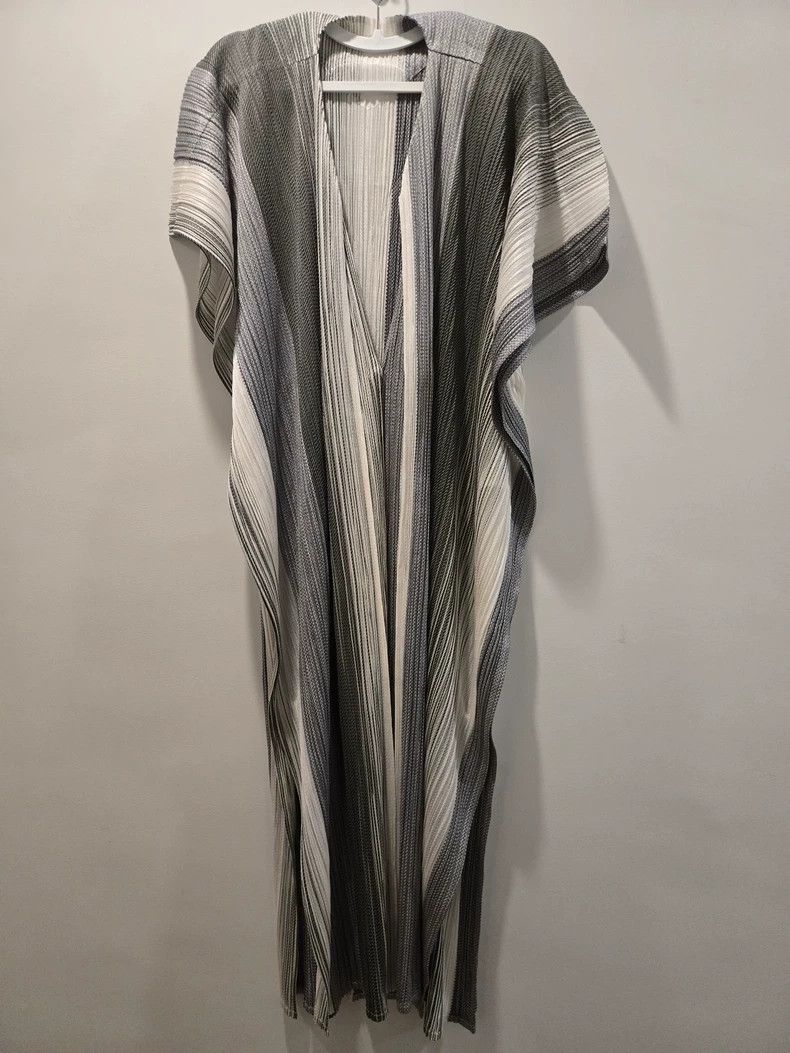 Issey Miyake Issey Miyake Striped pleated long coat Size XXL / US 16-18 / IT 52-54 - 1 Thumbnail