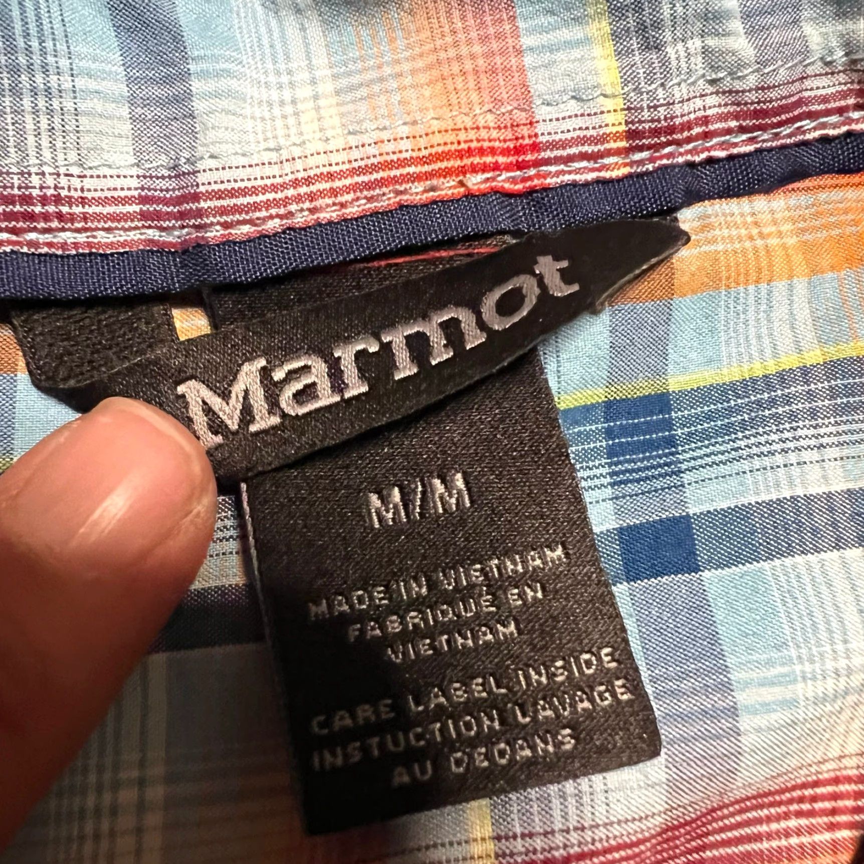 Marmot Marmot Shirt Mens Medium Plaid Button Hiking Performance Nylon Short Sleeve Blue M Mens Size US M / EU 48-50 / 2 - 5 Thumbnail