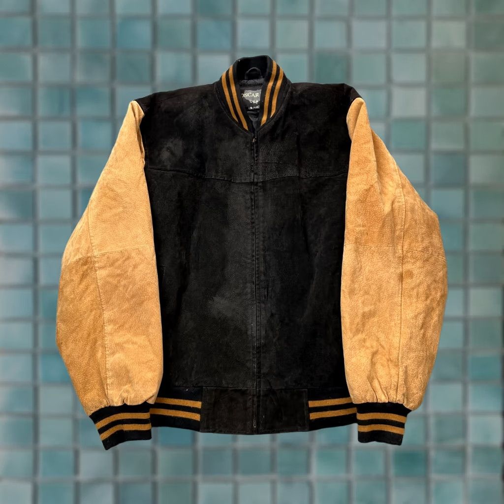 Vintage VINTAGE Oscar Piel Jacket Men S Leather Varsity Coat Bomber Full Zip Lined Black Size US S / EU 44-46 / 1 - 1 Thumbnail