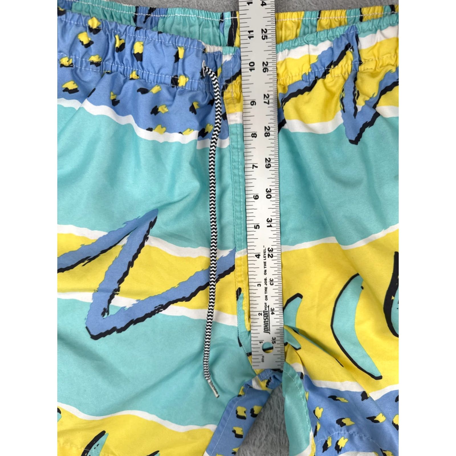 Vintage Boardies Shorts Womens Small Blue Yellow Lined Swim Run Beach Vacation 6" Size 32" / US 10 / IT 46 - 7 Thumbnail