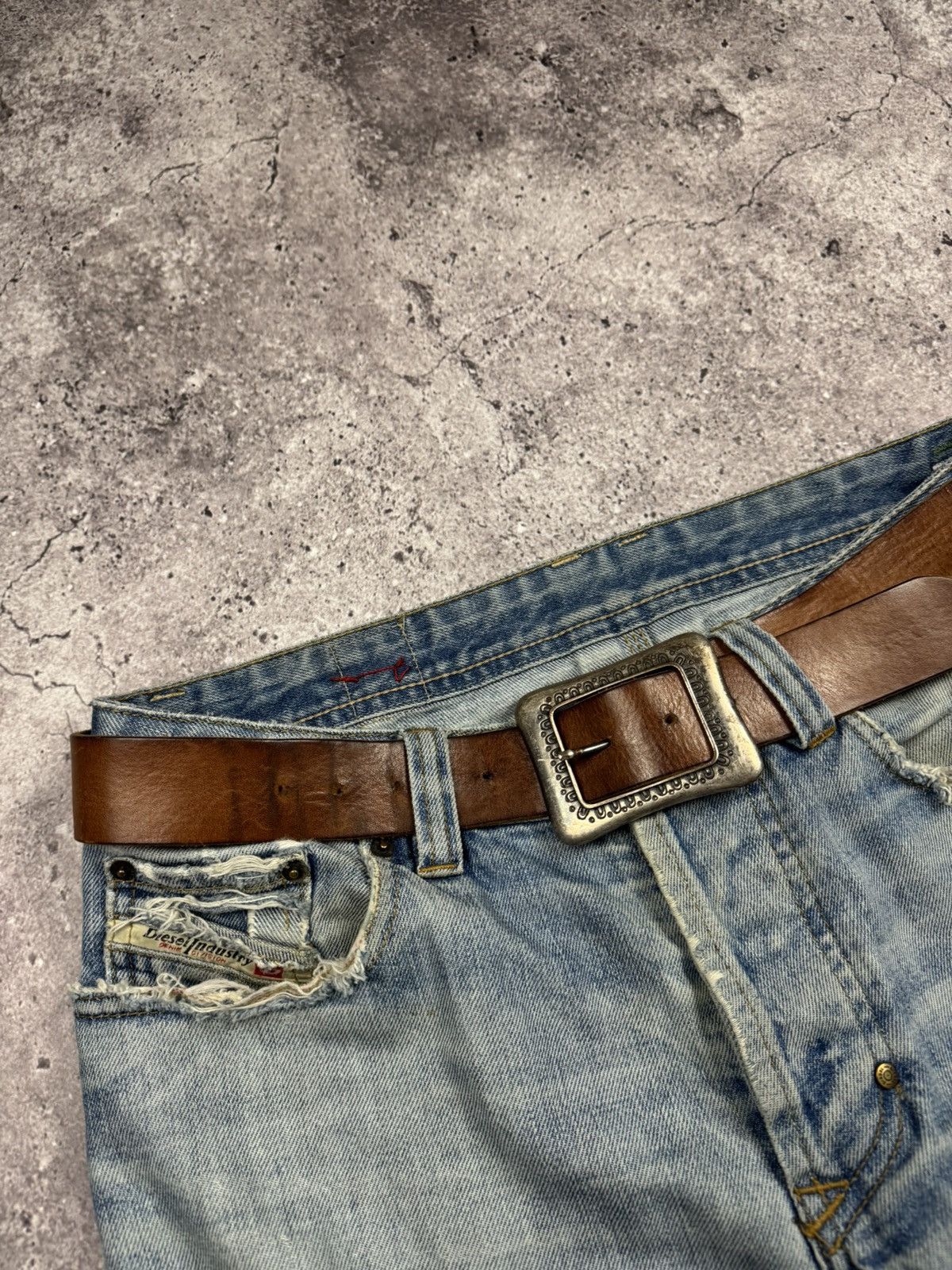 Japanese Brand 00’s NUMBER NINE STYLE LEATHER RARE Y2K WESTERN BELT VINTAGE Size ONE SIZE - 2 Thumbnail