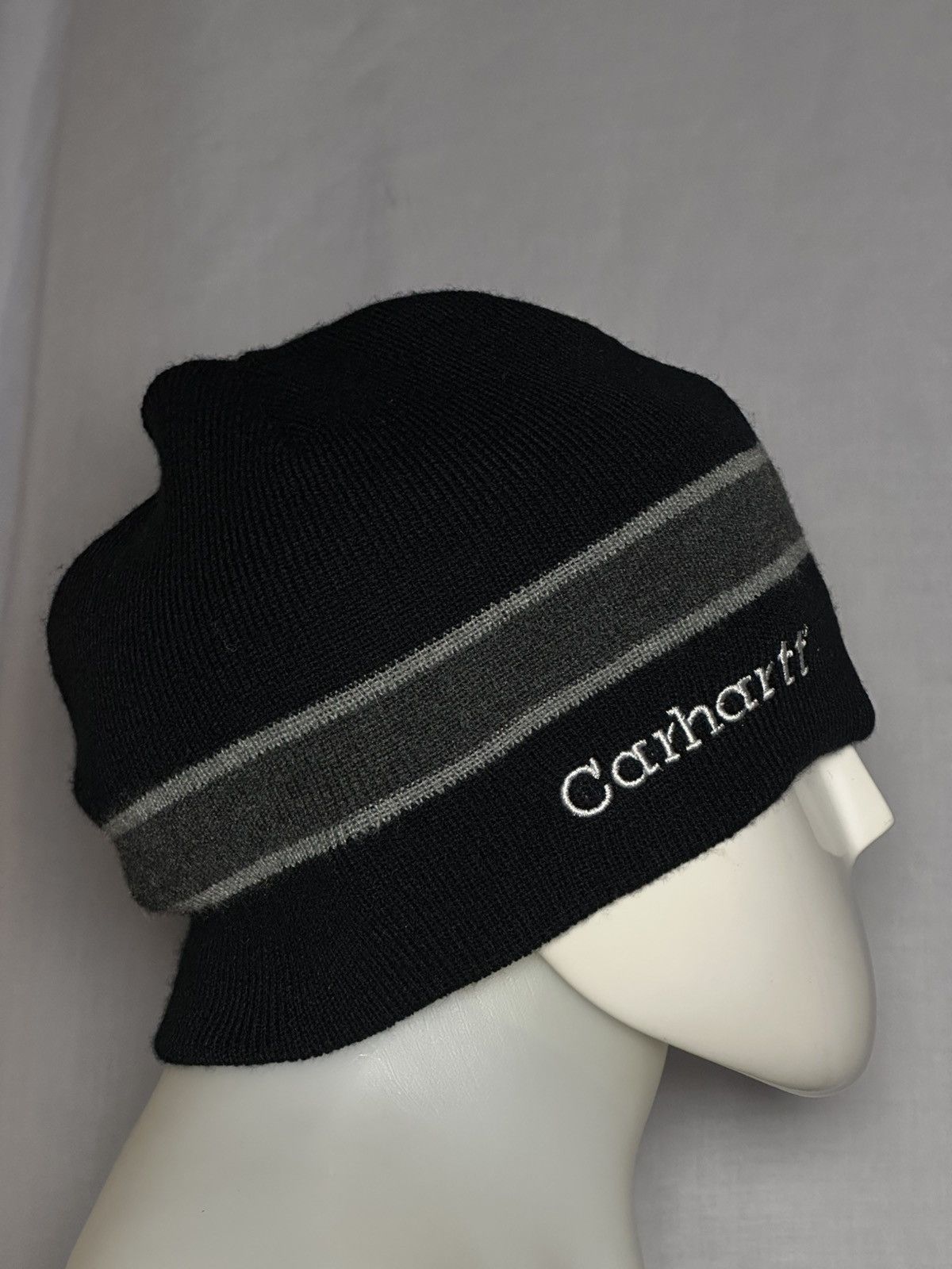 Carhartt Carhartt striped black and gray knit winter beanie hat. Size ONE SIZE - 10 Thumbnail