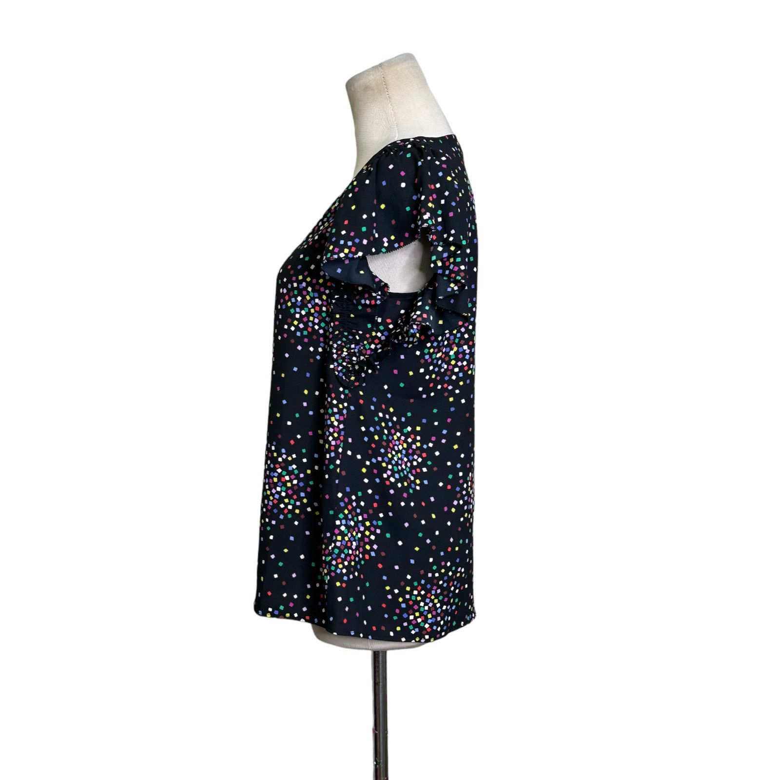 Kate Spade Kate Spade Black Confetti Cheer Short Sleeves Blouse size XS Size XS / US 0-2 / IT 36-38 - 8 Thumbnail