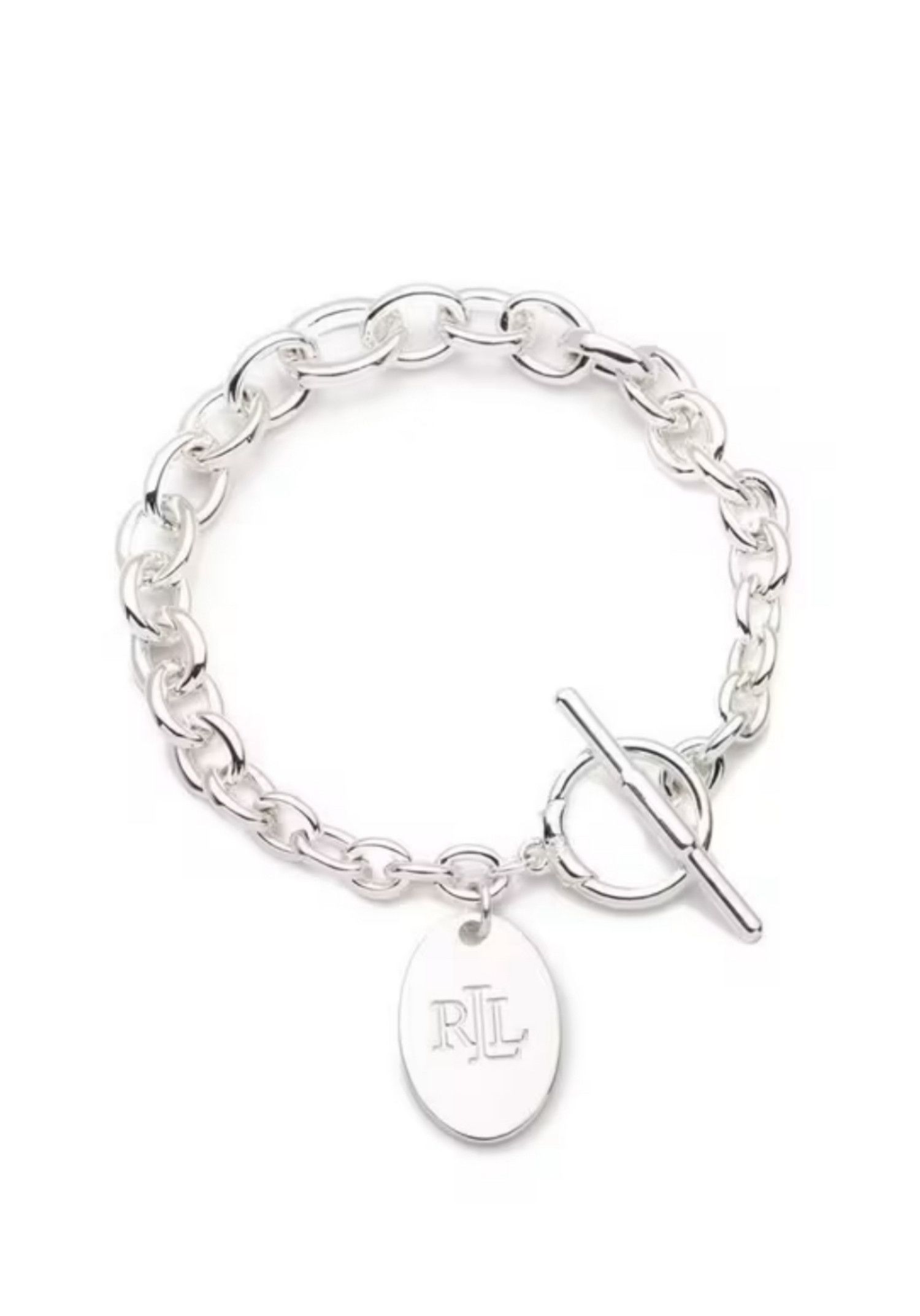 Ralph Lauren Ralph Lauren Evelyn Flex Silver Logo Charm Bracelet Size ONE SIZE - 1 Thumbnail