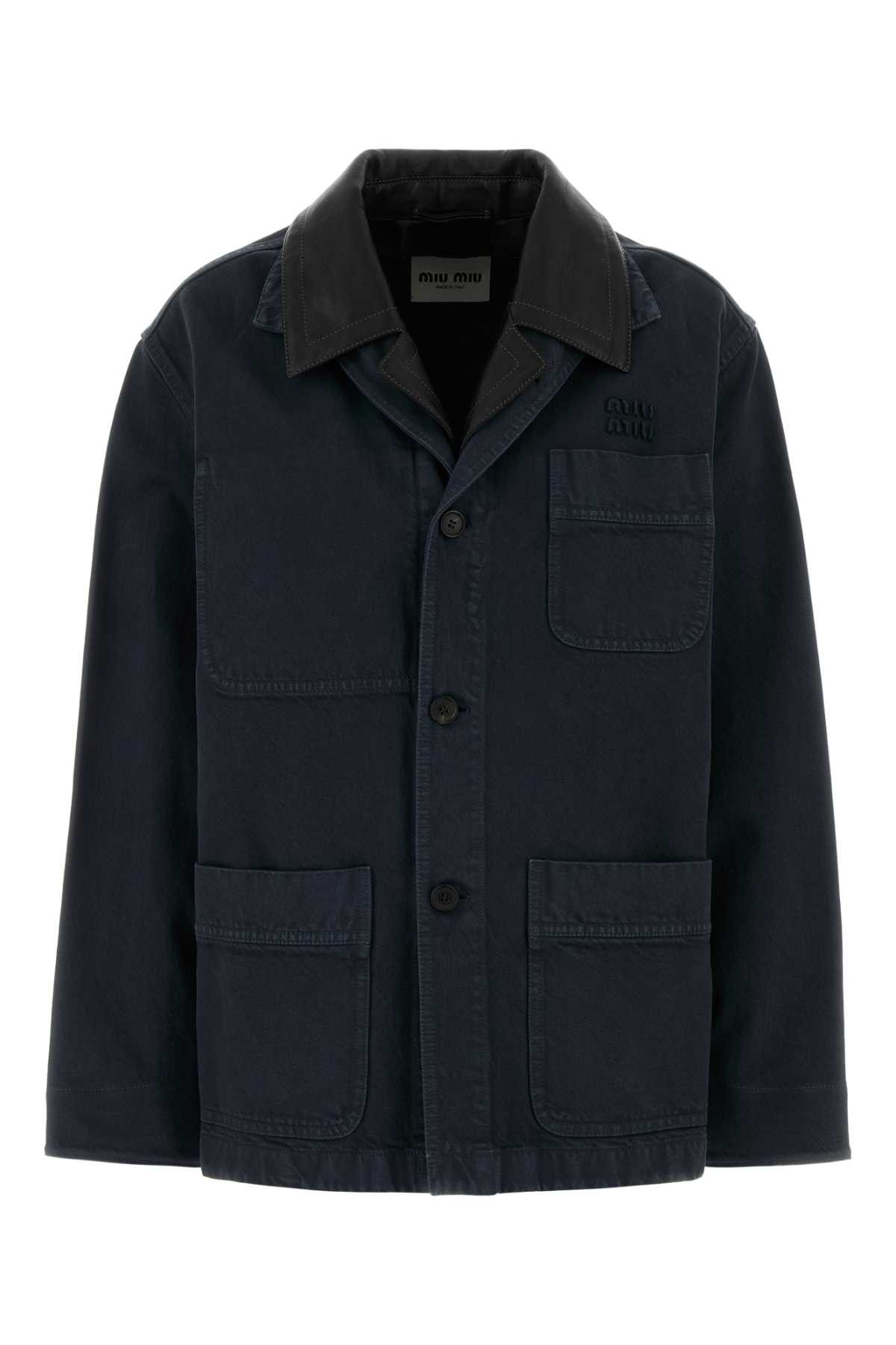 Miu Miu Navy Blue Denim Jacket Size M / US 6-8 / IT 42-44 - 1 Thumbnail