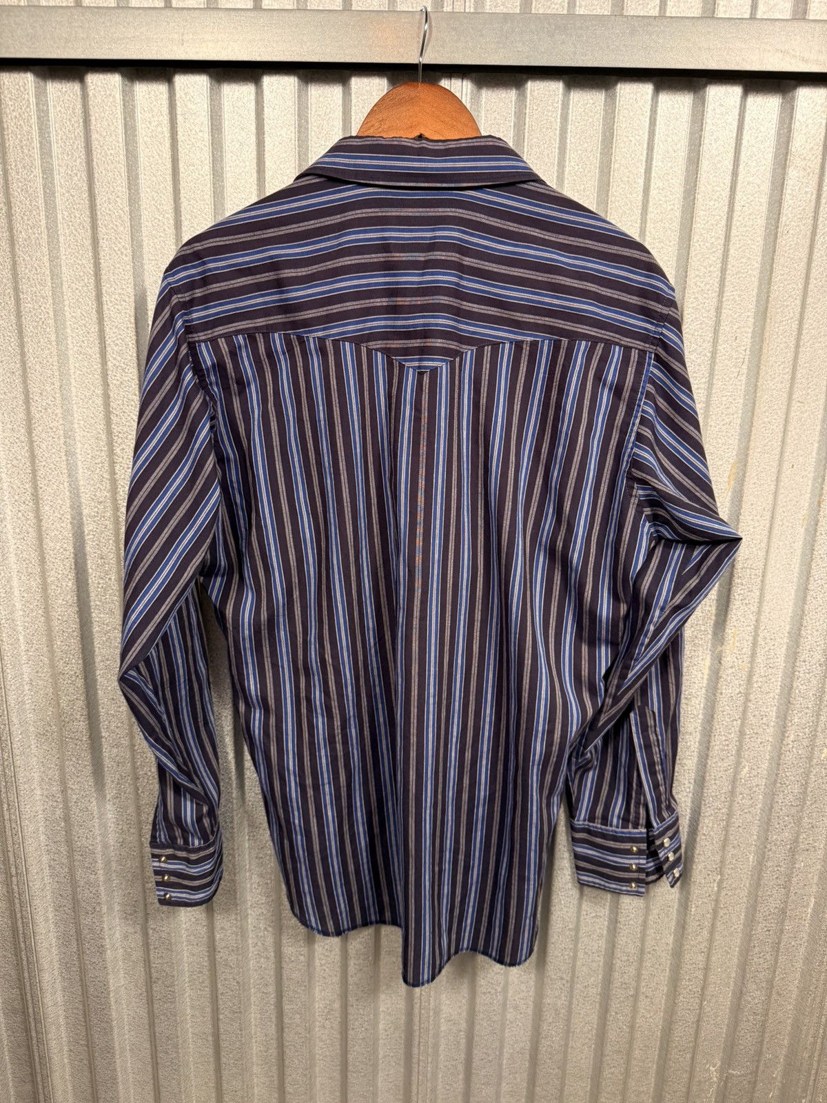 Wrangler Vintage Wrangler USA Made Pinstripe Pearl Snap Button Up Size US L / EU 52-54 / 3 - 4 Thumbnail