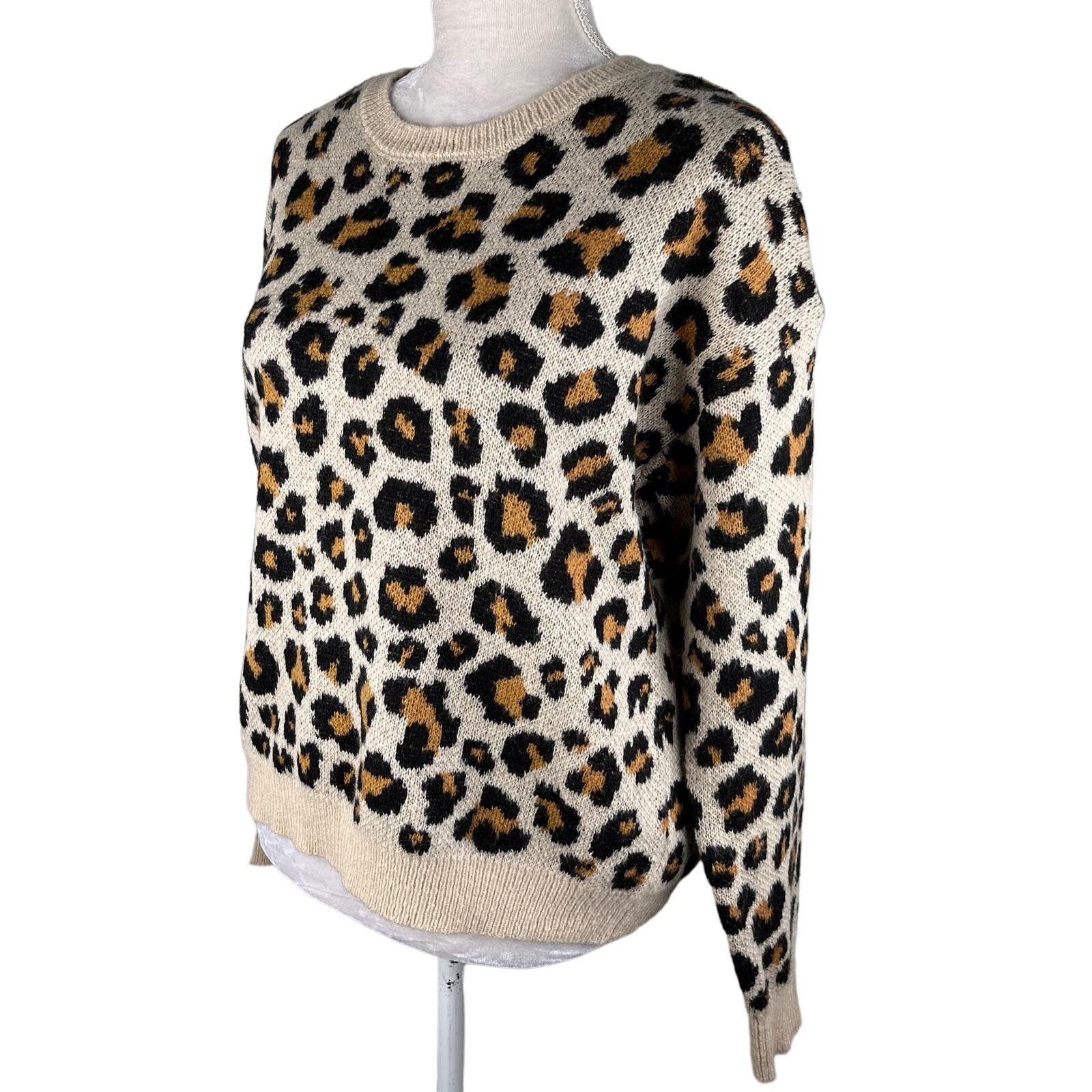 Other Knox Rose Leopard Sweater Medium Crew Pullover New Size M / US 6-8 / IT 42-44 - 4 Thumbnail