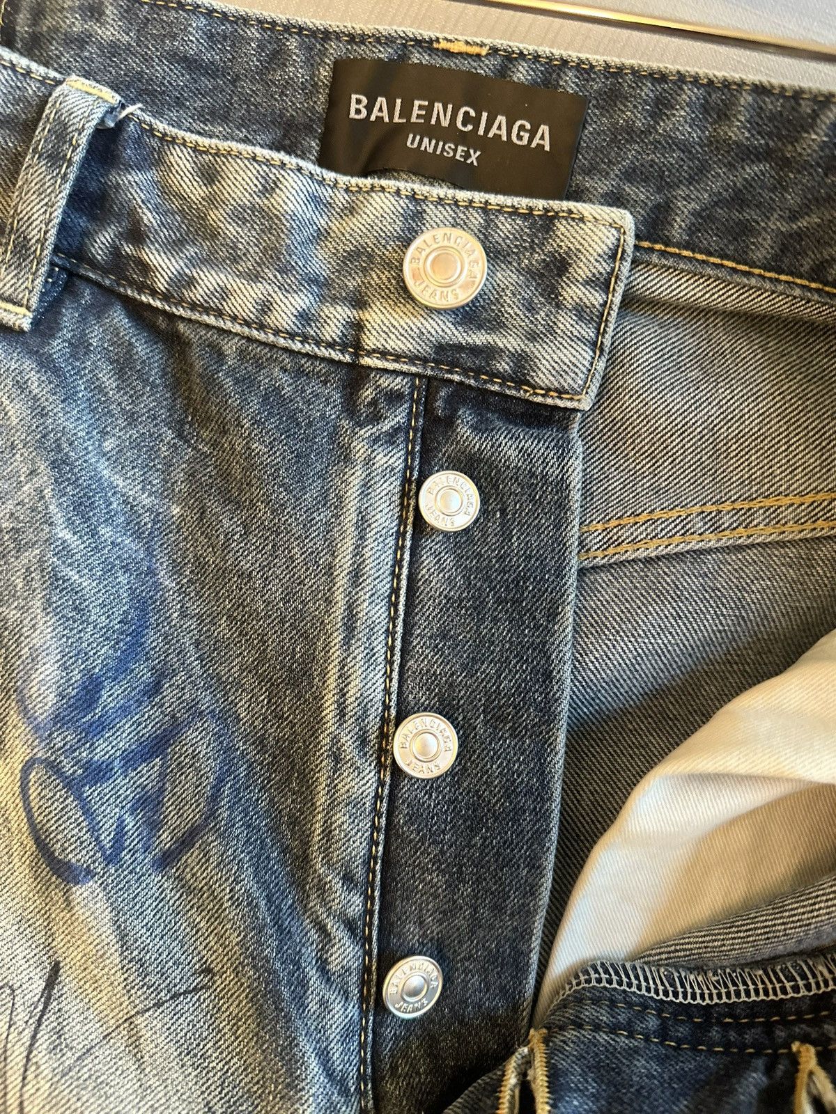 Balenciaga SS/23 Runway Mud Show Graffiti Denim (Left Hand) Size US 31 - 13 Thumbnail