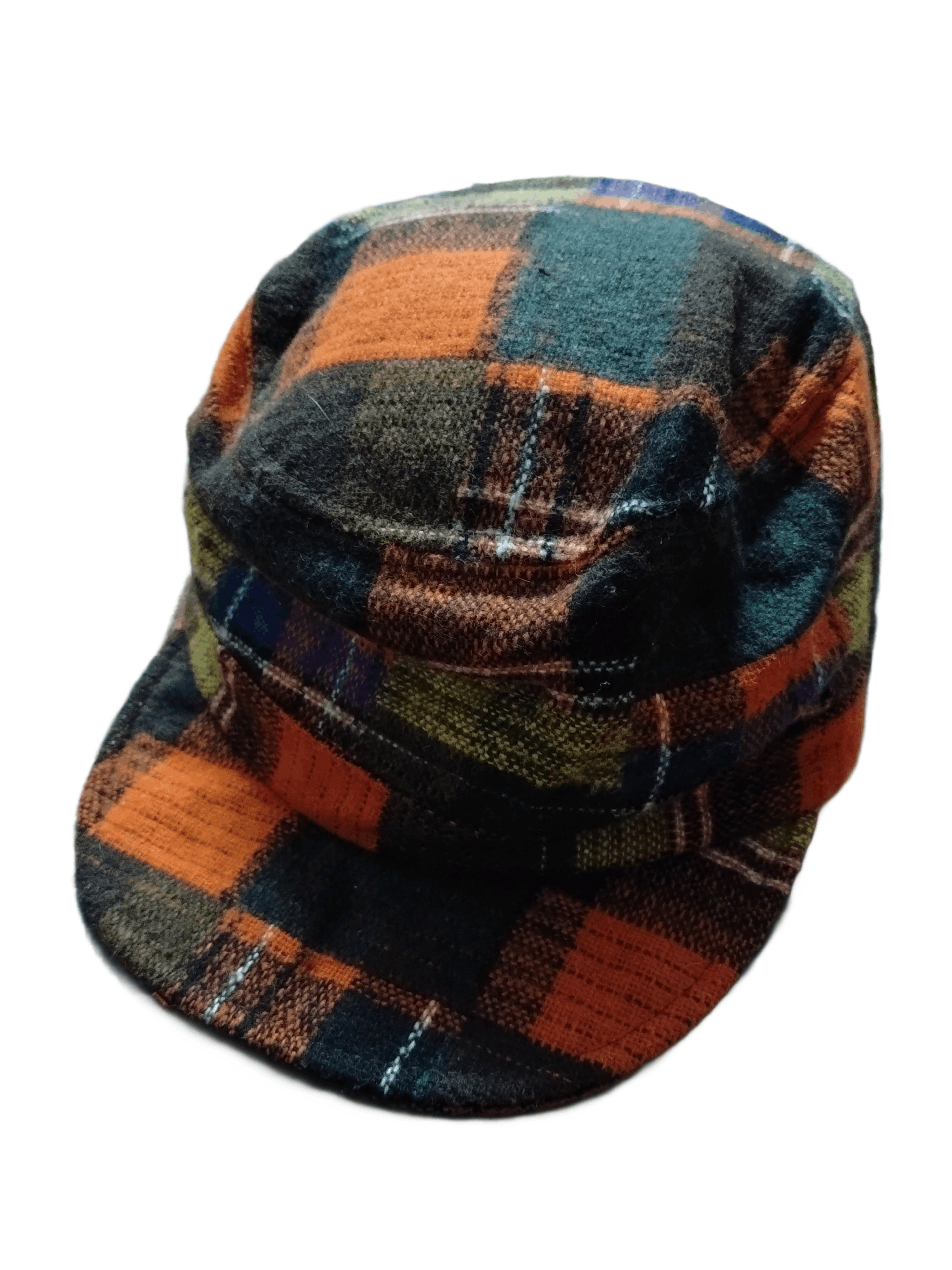 Japanese Brand Cap plaid wool Roundcap colorfull checkered pattern Size ONE SIZE - 3 Thumbnail